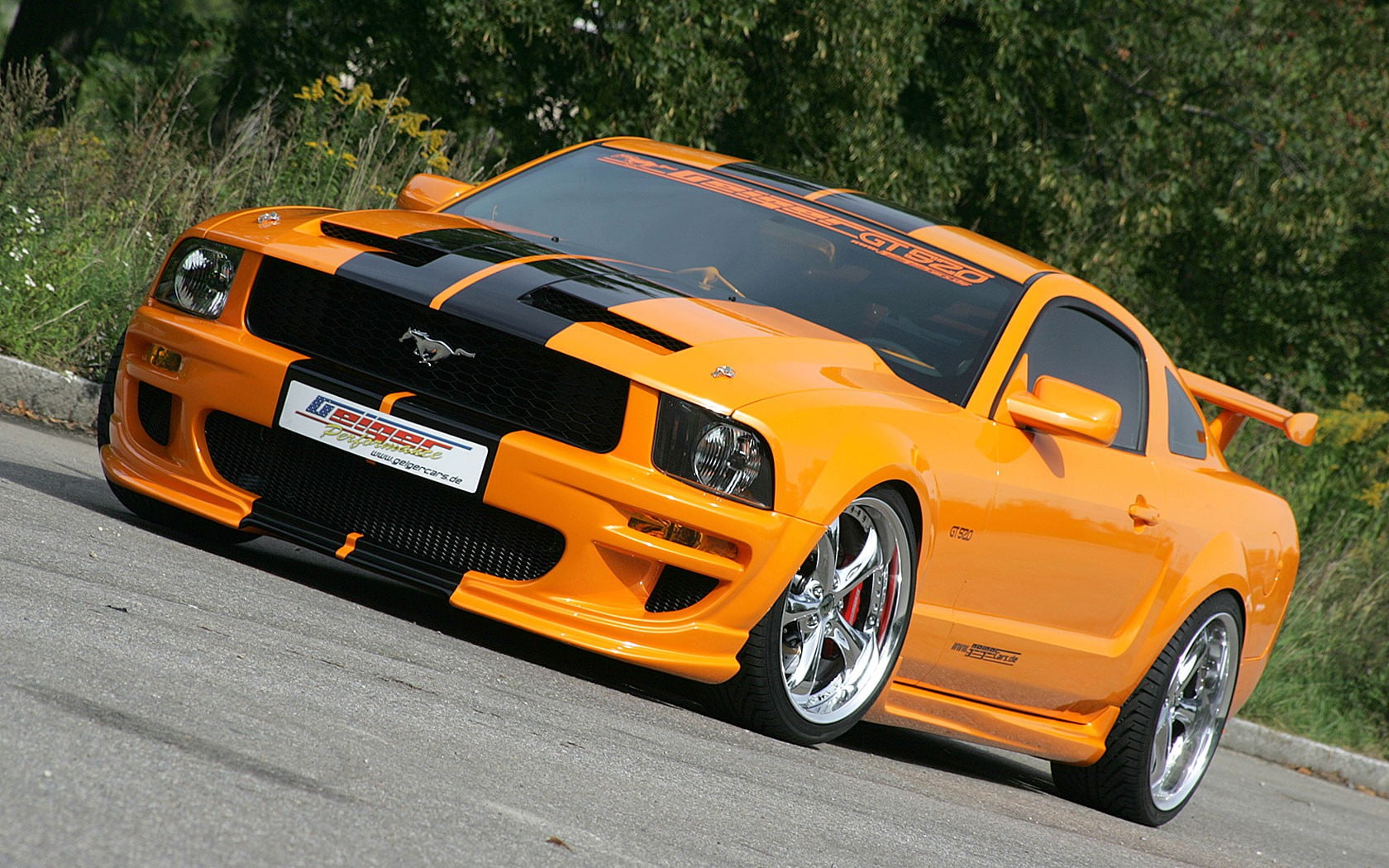 orange Ford Mustang GT500, car, tuning, orange cars, vehicle