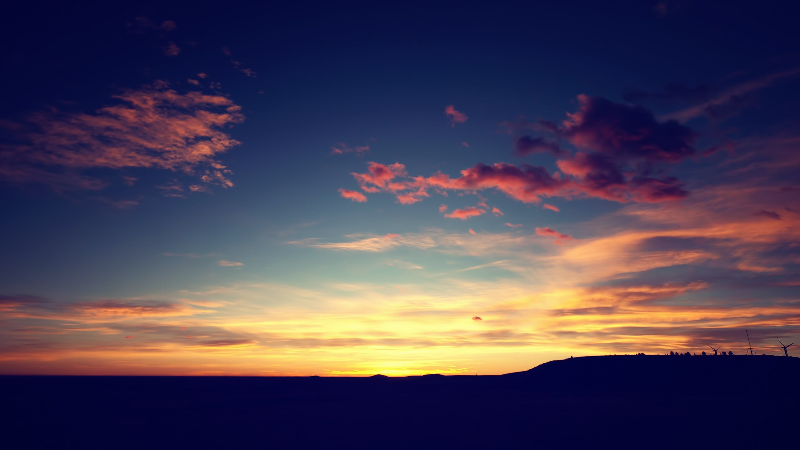 silhouette of mountain during golden hour wallpaper, sunset, sky
