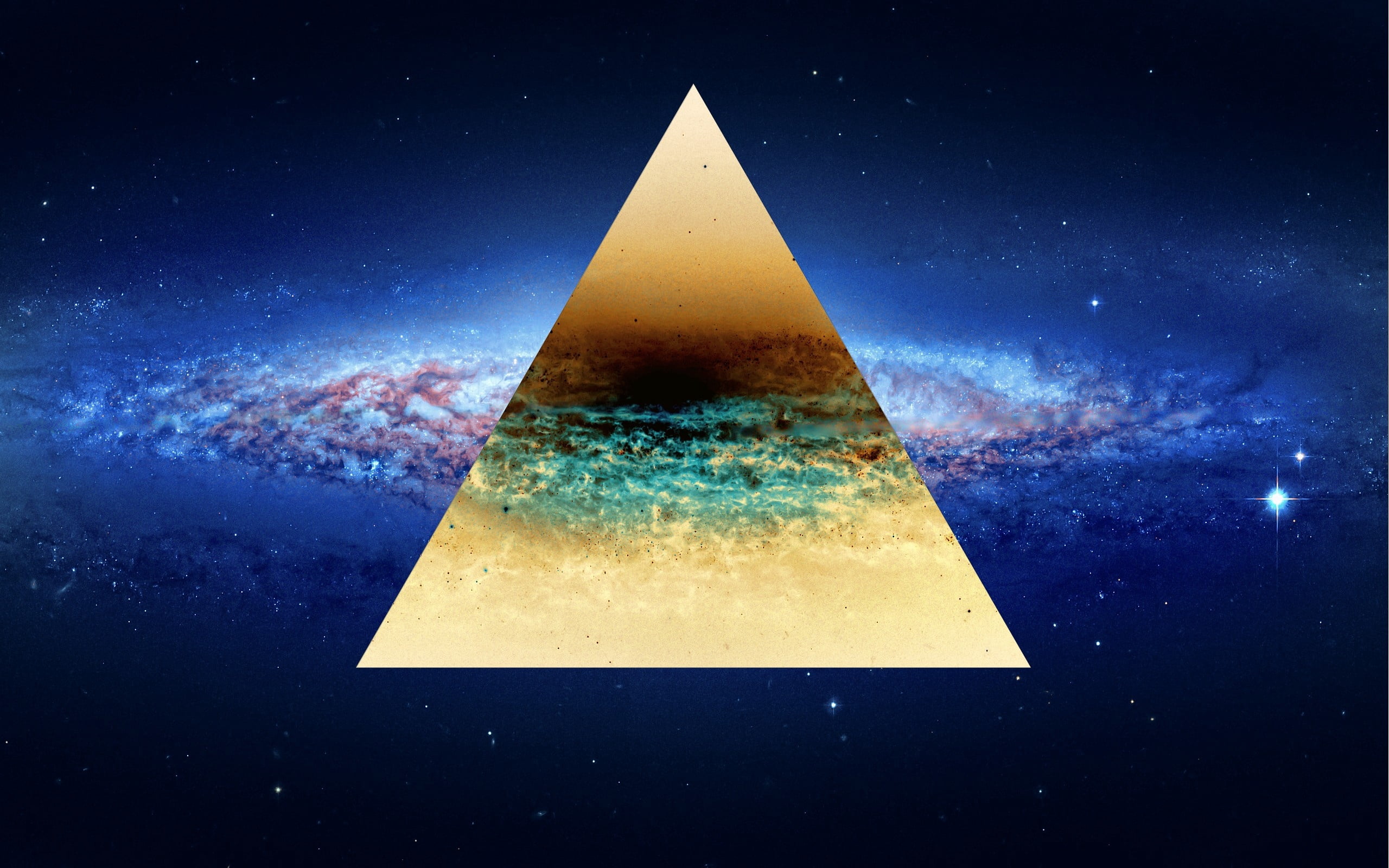 multicolored galaxy, triangle, pattern, point, light, backgrounds