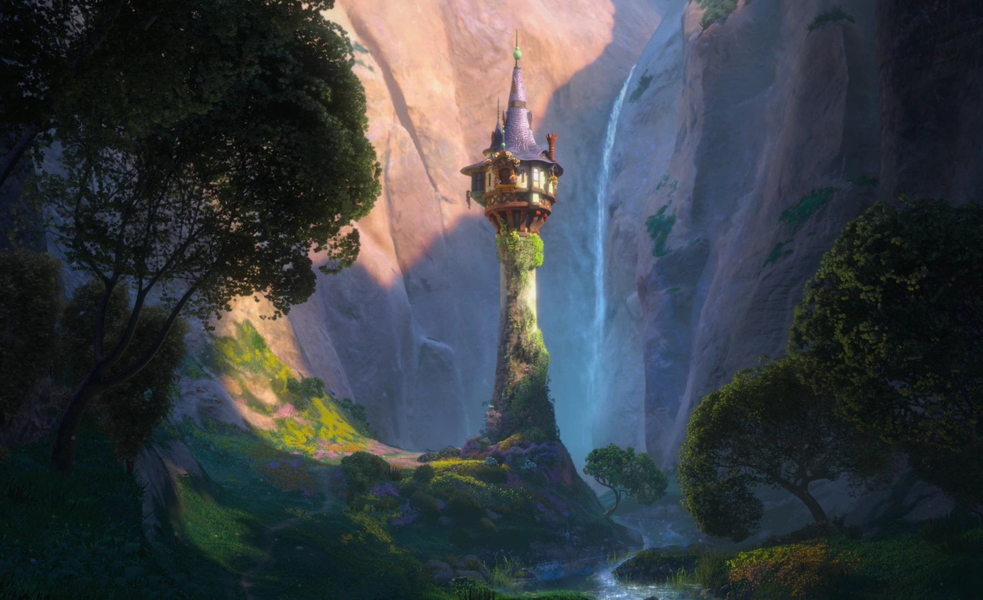 Tangled Castle, Disney Tangled Rapunzel tower illustration, Cartoons