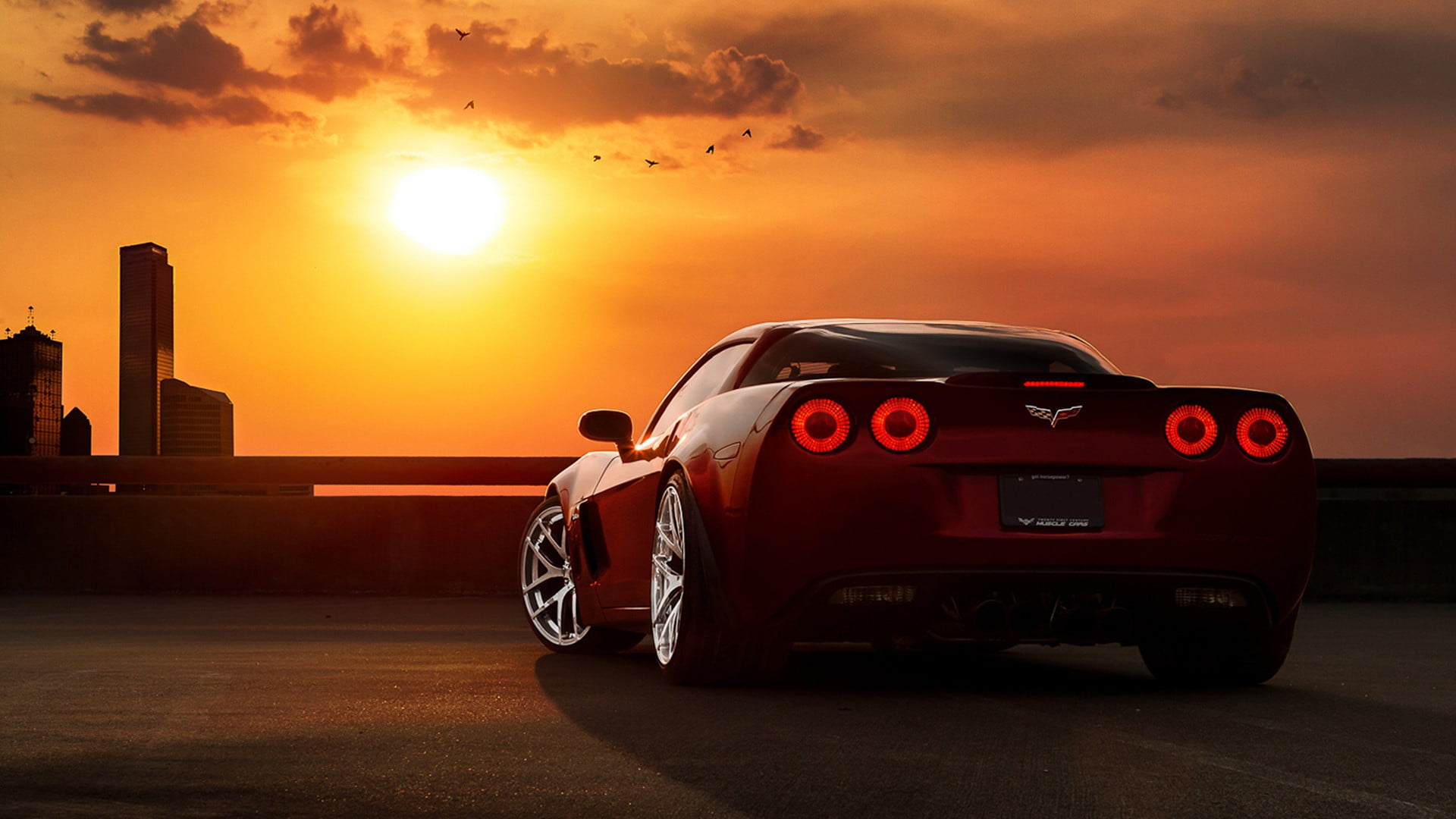 red Chevrolet Corvet, car, sunset, Corvette, transportation, mode of transportation