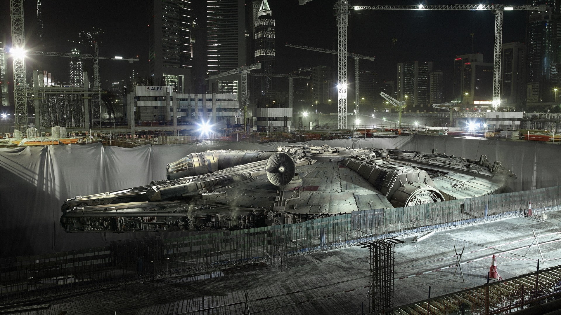 star wars cityscapes ships millenium falcon constructions 1920x1080  Space Stars HD Art