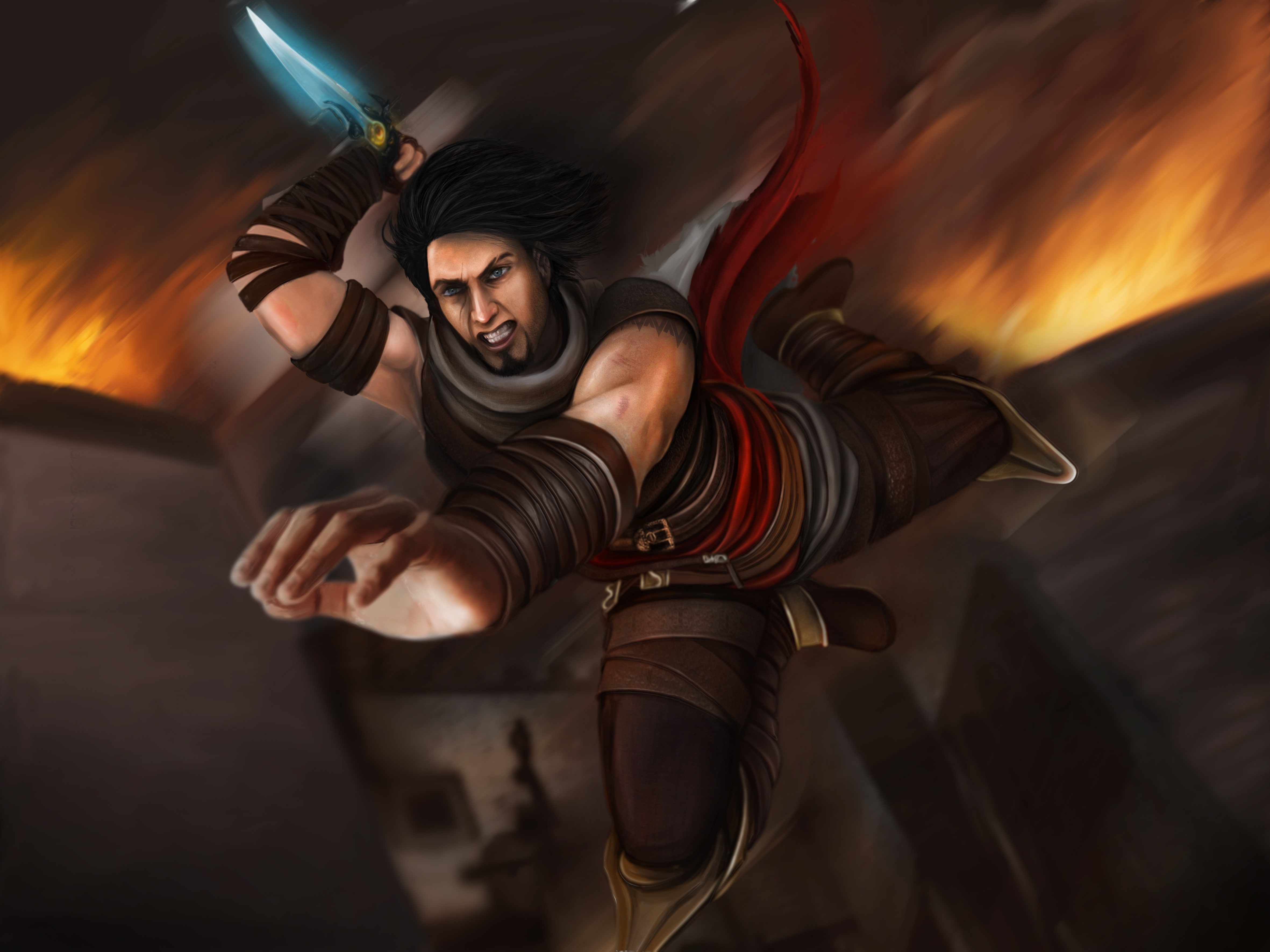 jump, knife, fan art, prince of persia: warrior within, prince of persia the two thrones