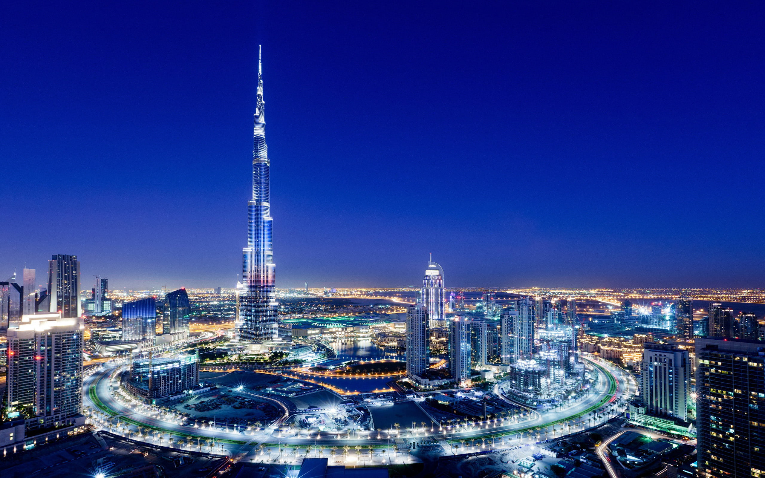 Dubai City Night Amazing Facilities Burj Khalifa Hd Wallpaper