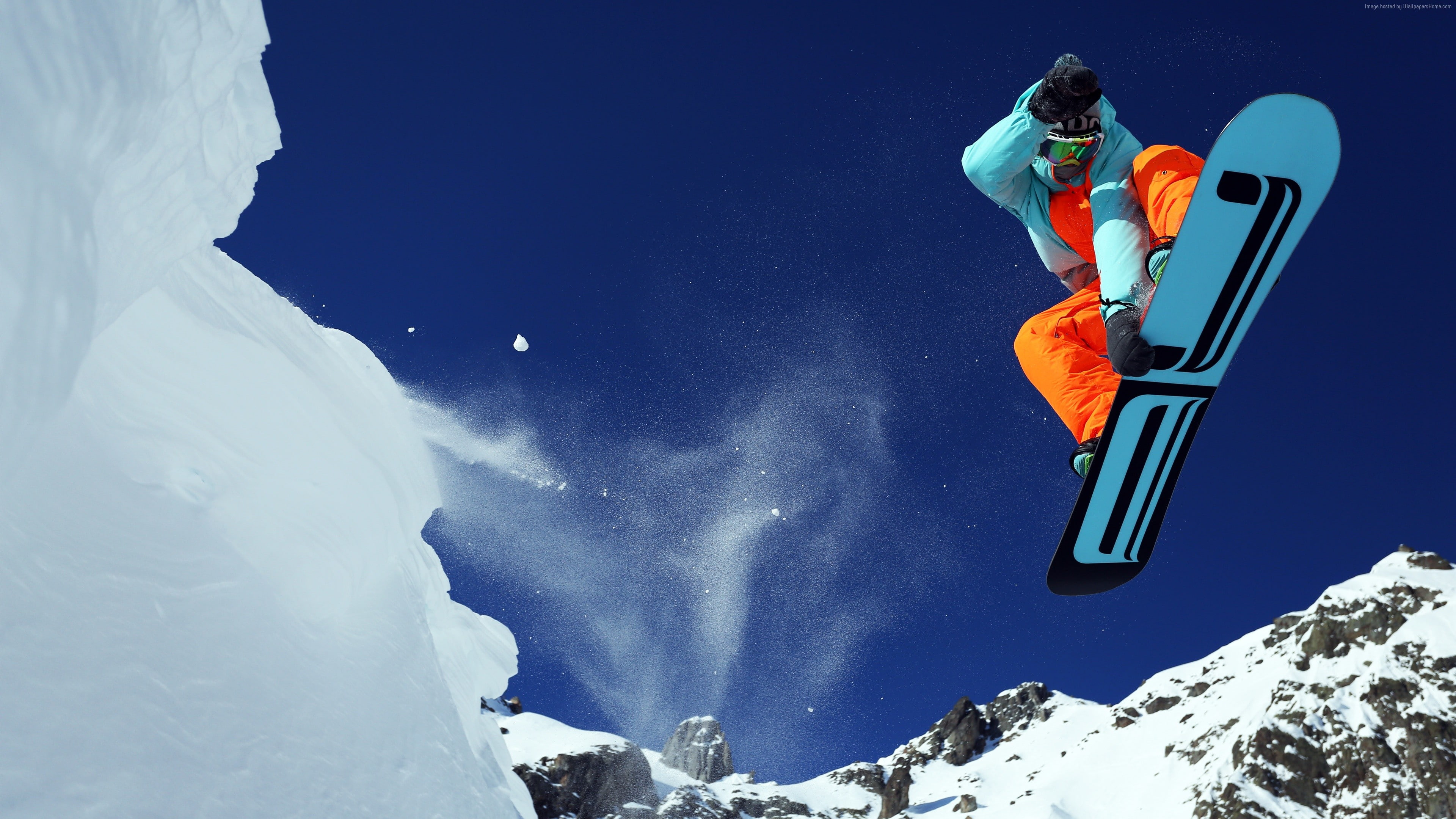 Extreme snowboarding, jump, winter