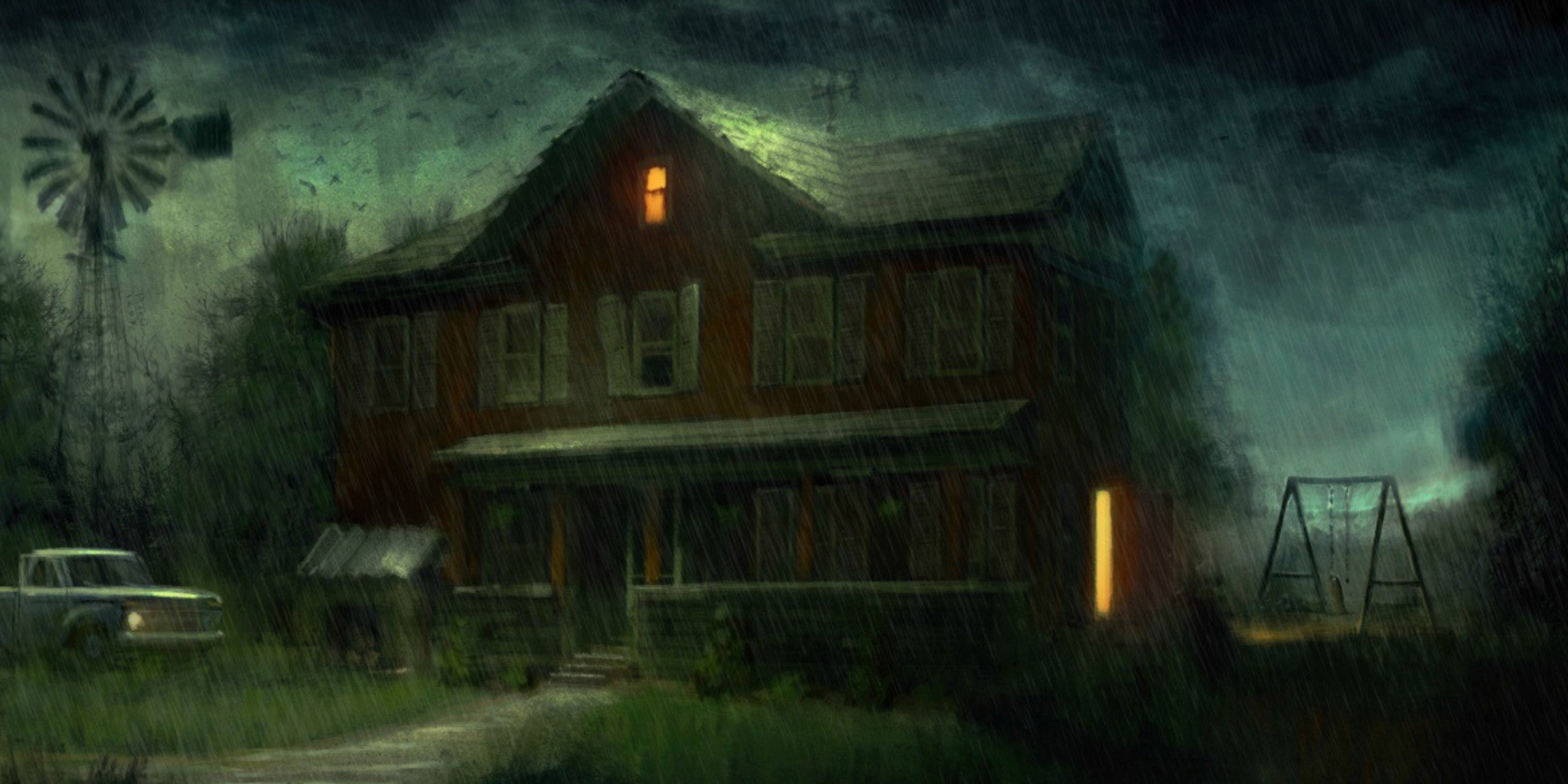 Dark, halloween, haunted, horror, house, landscape, mist, architecture