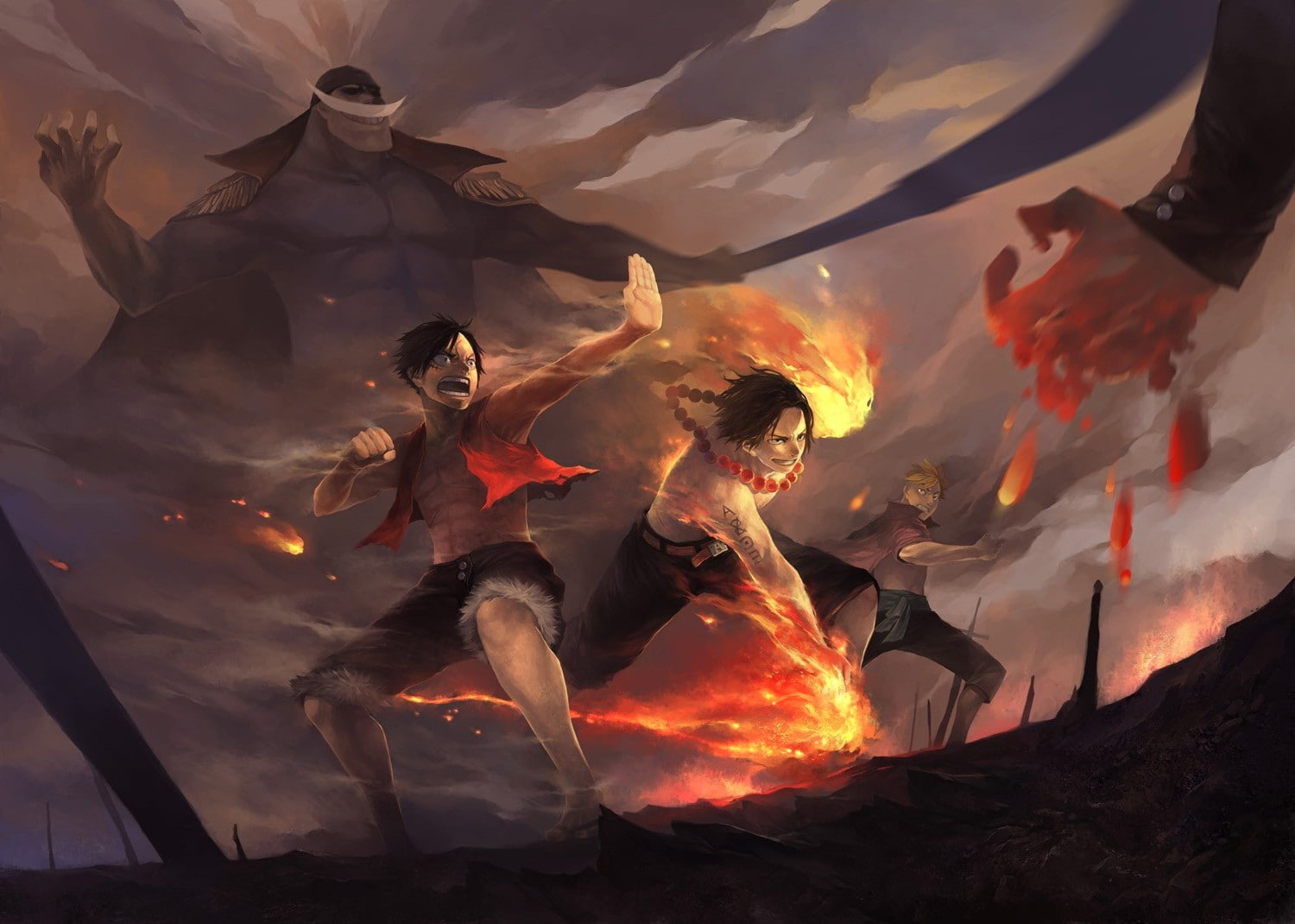 one piece monkey d luffy portgas d_ ace edward newgate marco sakazuki