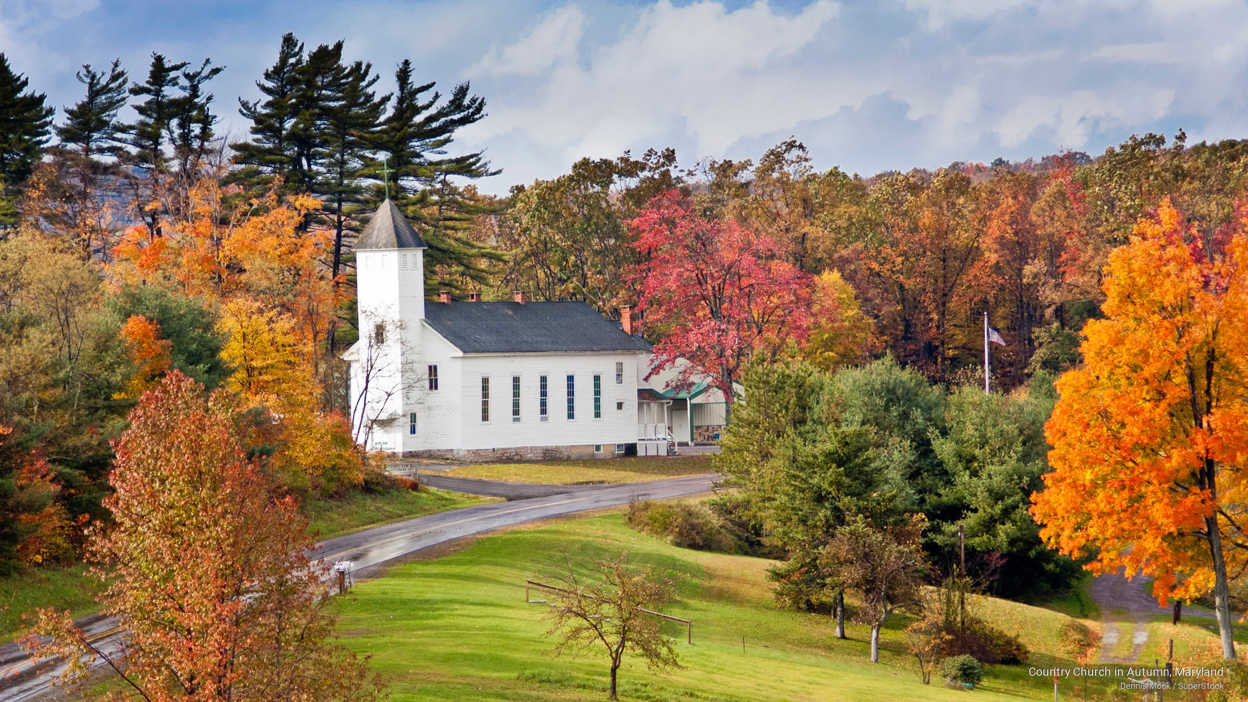 Country Church in Autumn, Maryland, Fall