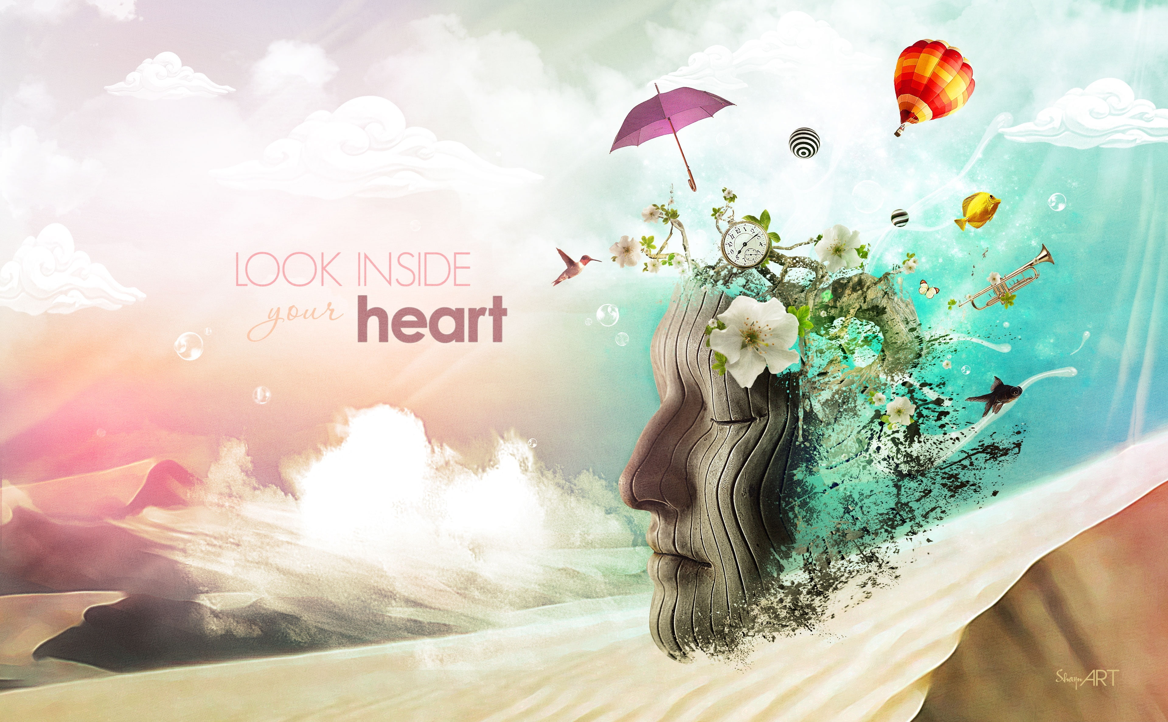 Meditation, look inside your heart wallpaper, Aero, Creative
