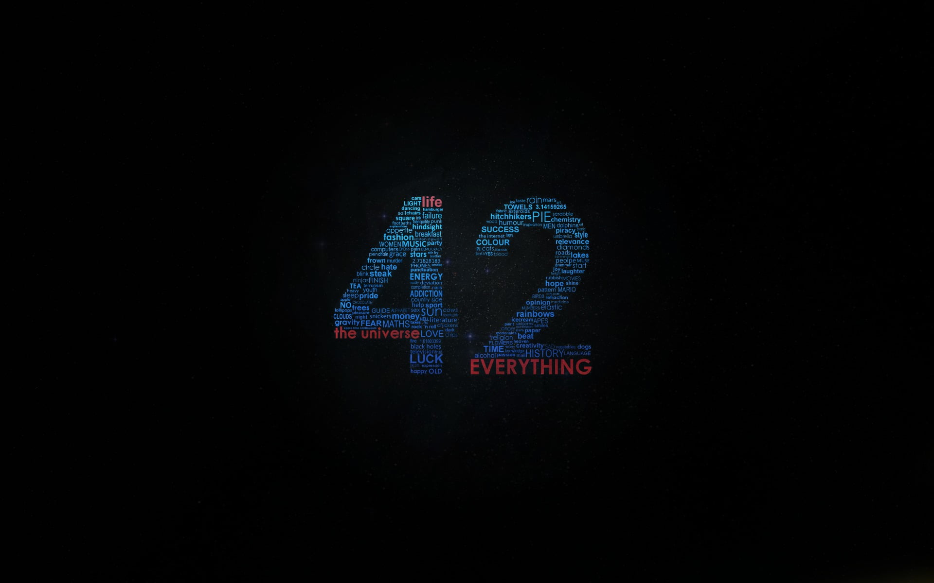 42 Everything poster, The Hitchhiker's Guide to the Galaxy, universe