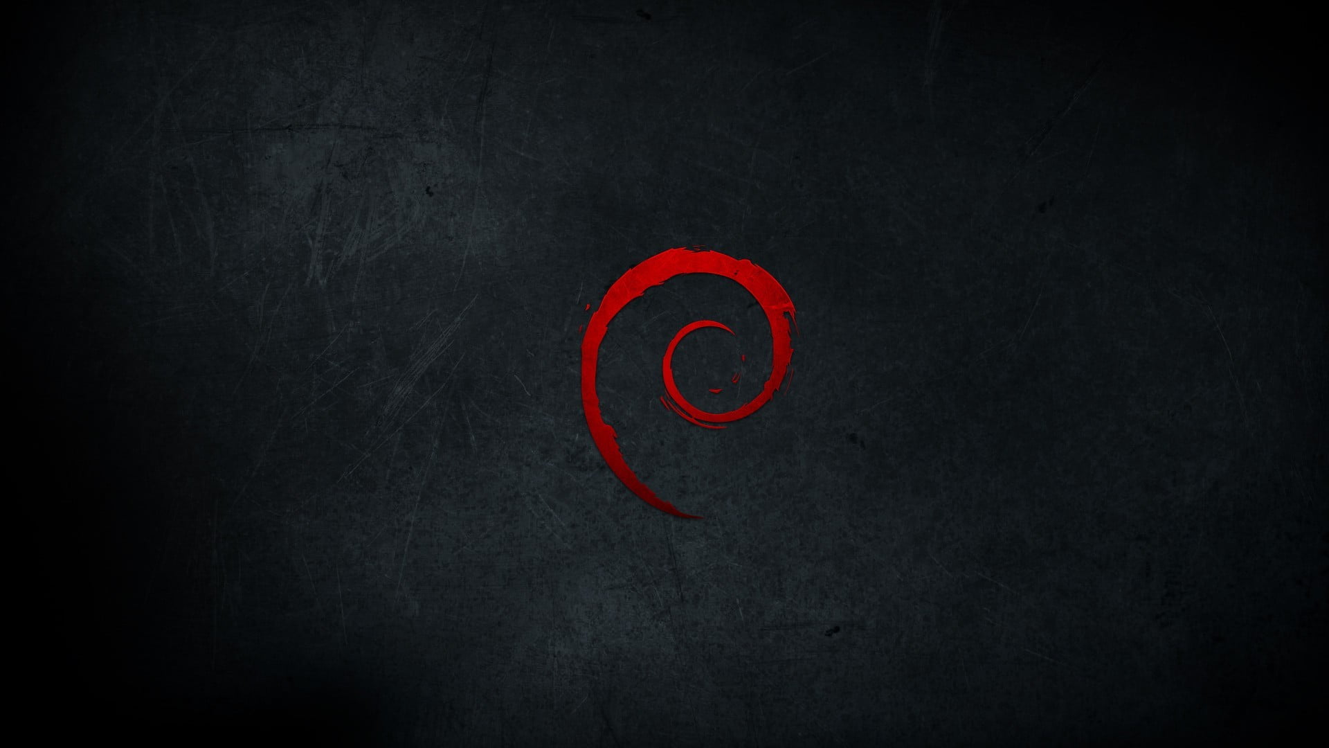 red spiral artwork, Debian, dark, Bass Clef, Linux, black background