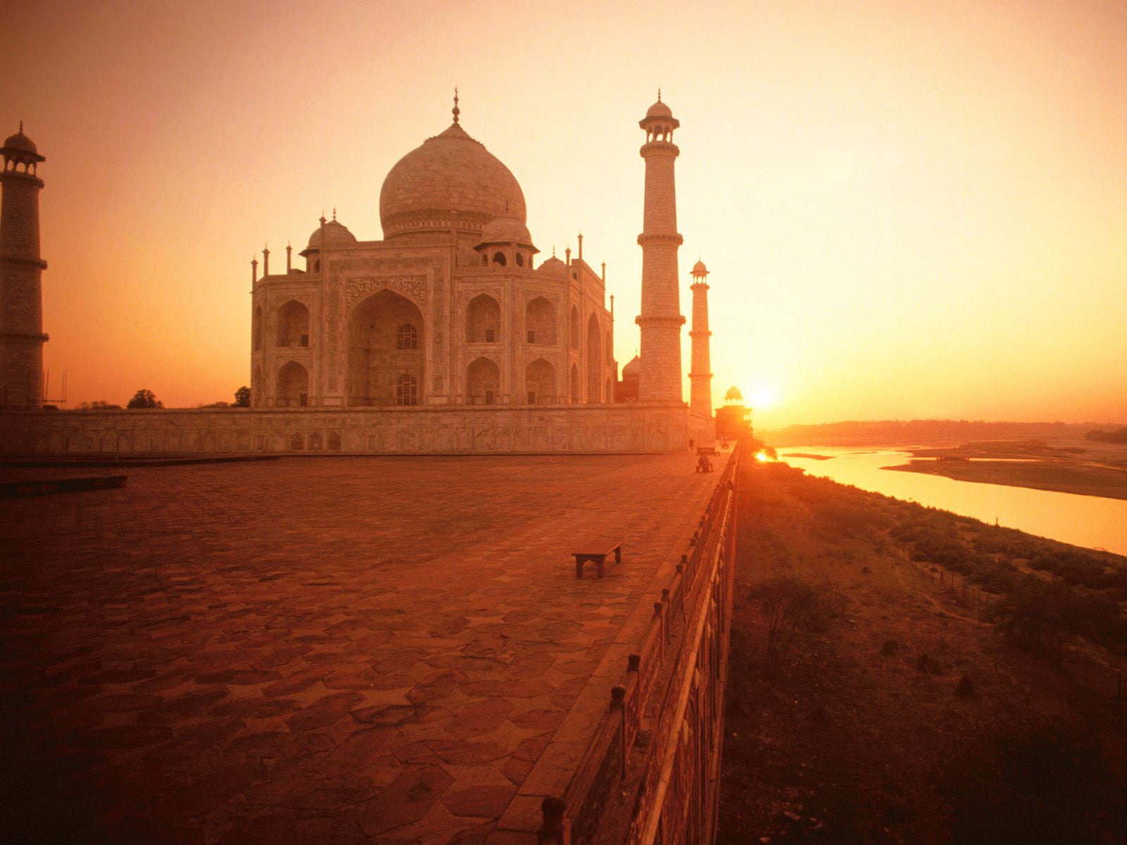 The Taj Mahal at Sunset India HD, world, travel, travel and world