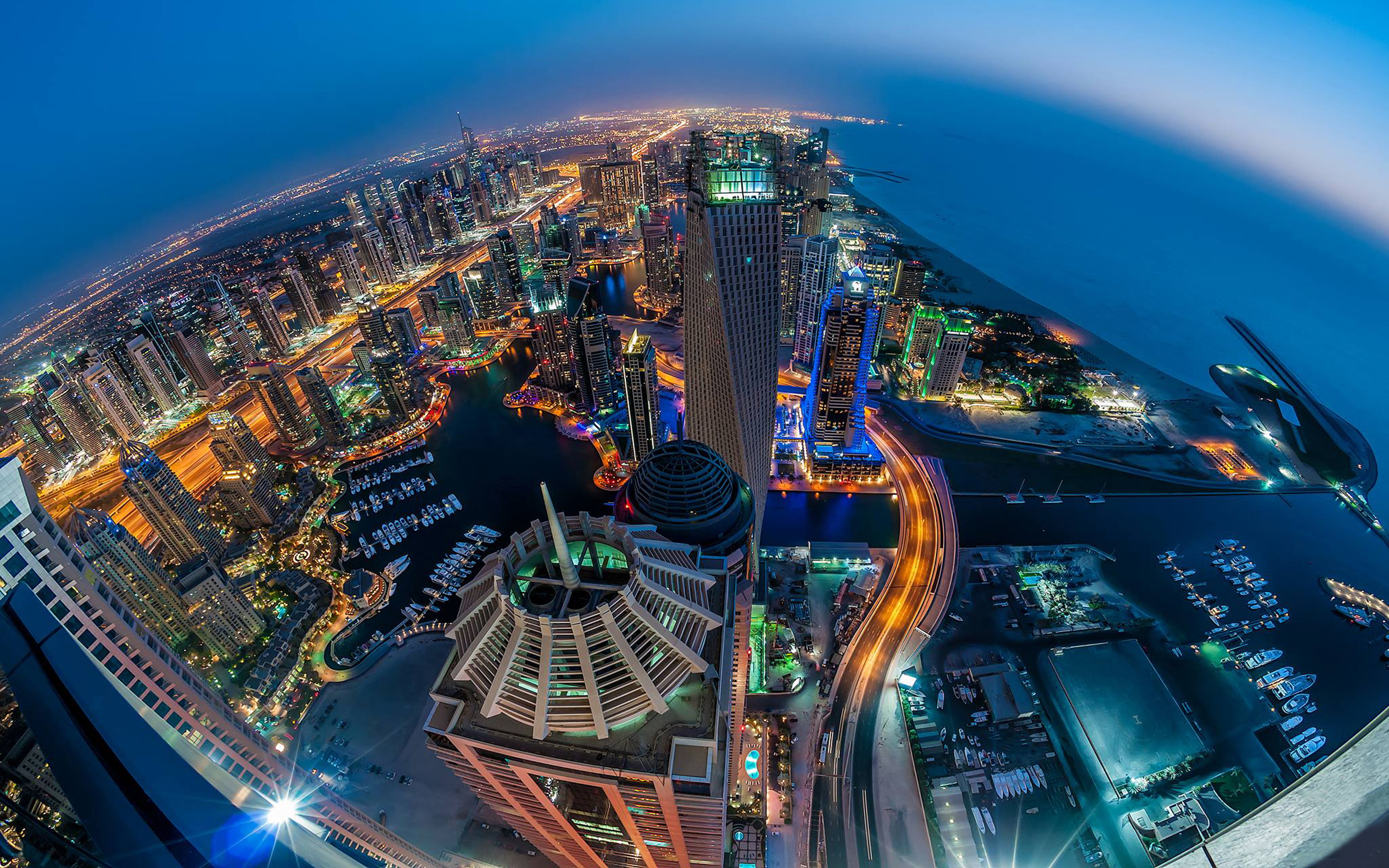 Dubai At Night View from the Air-HD Wallpape-3840×2400