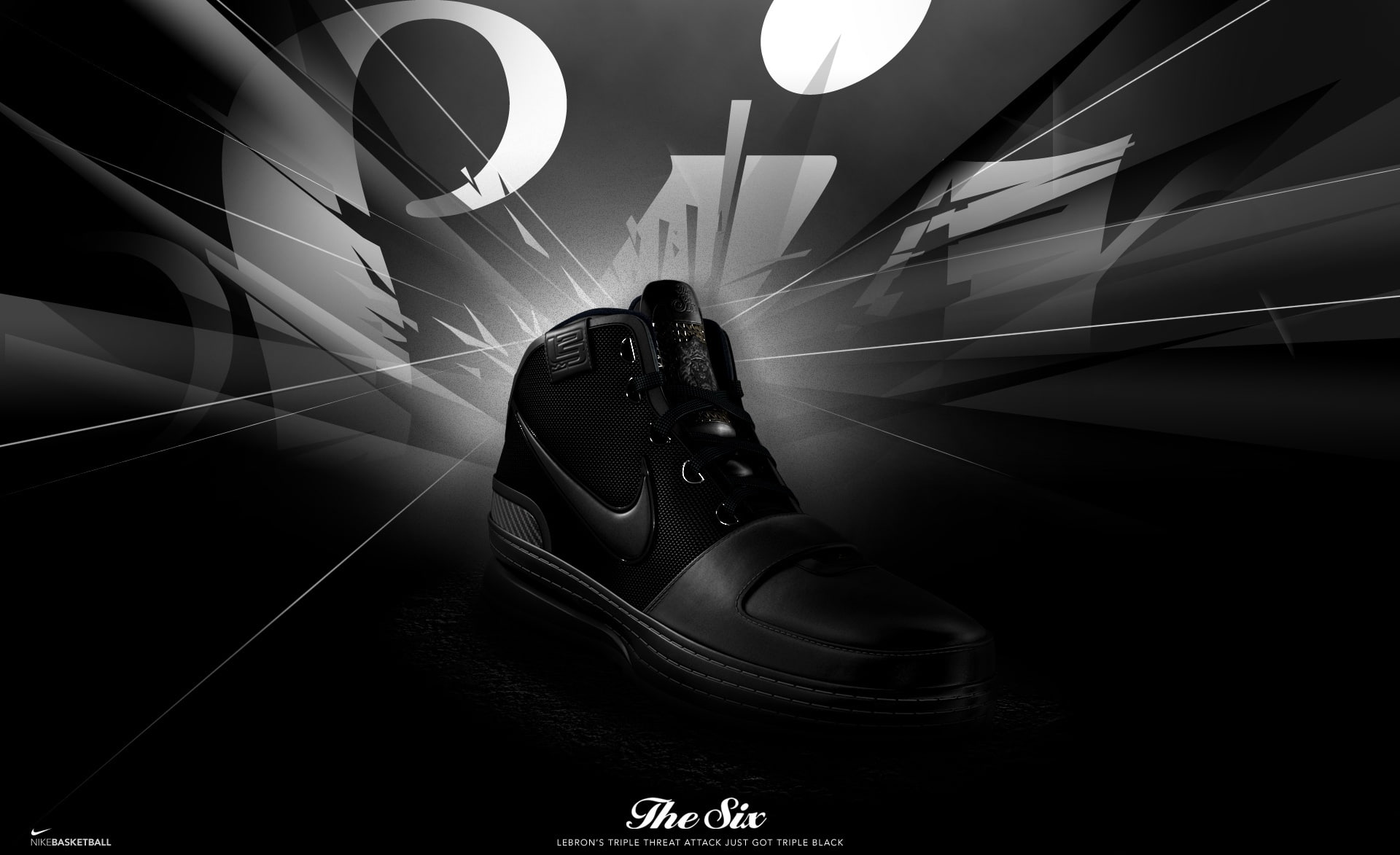 Triple Black, unpaired black Nike high-top sneaker, Sports, Basketball