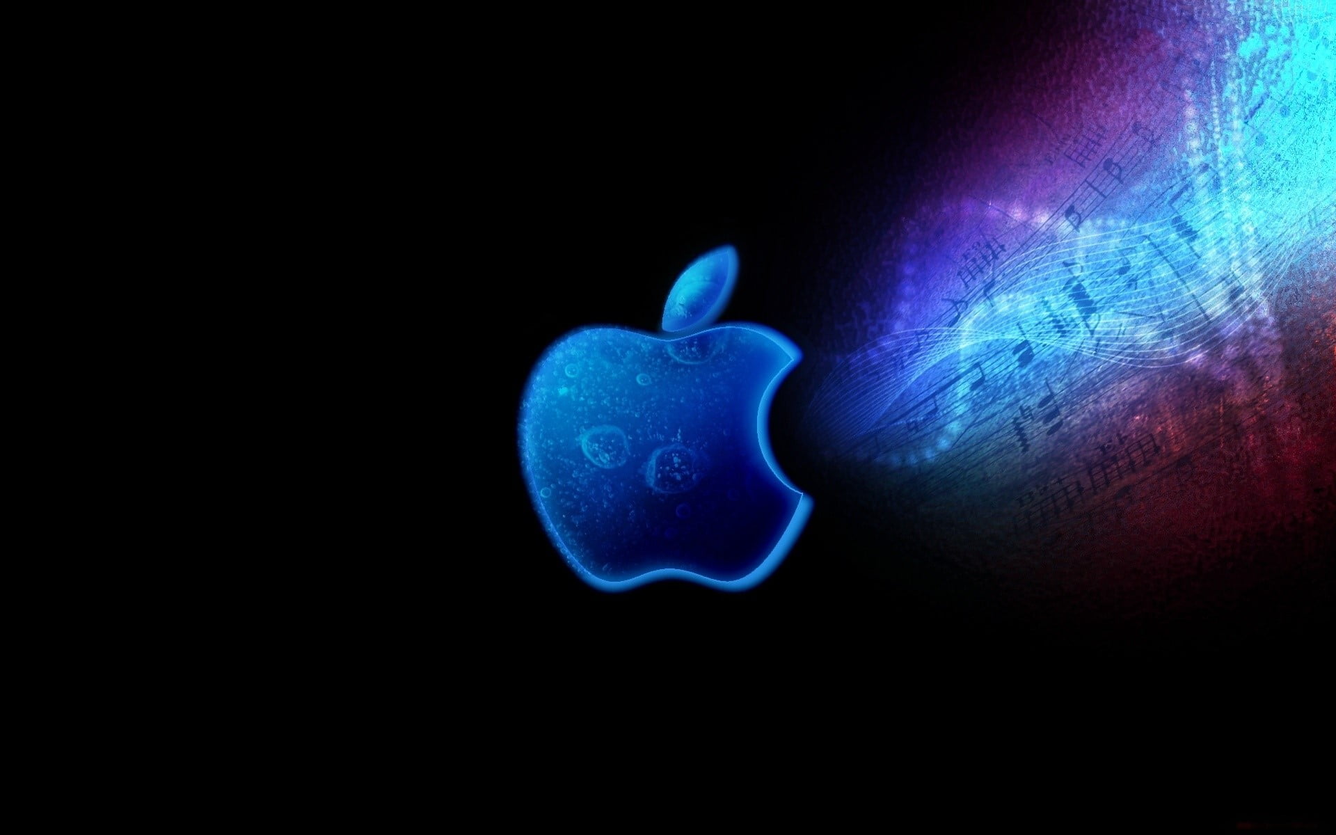 Apple, Mac, Brand, Logo, Neon, Light, Bright, Shadow, black background