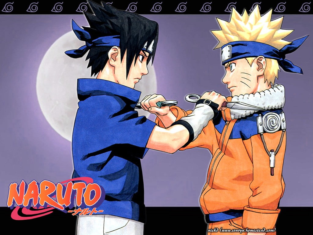 Naruto Shippuuden, Uchiha Sasuke, Uzumaki Naruto, anime, two people