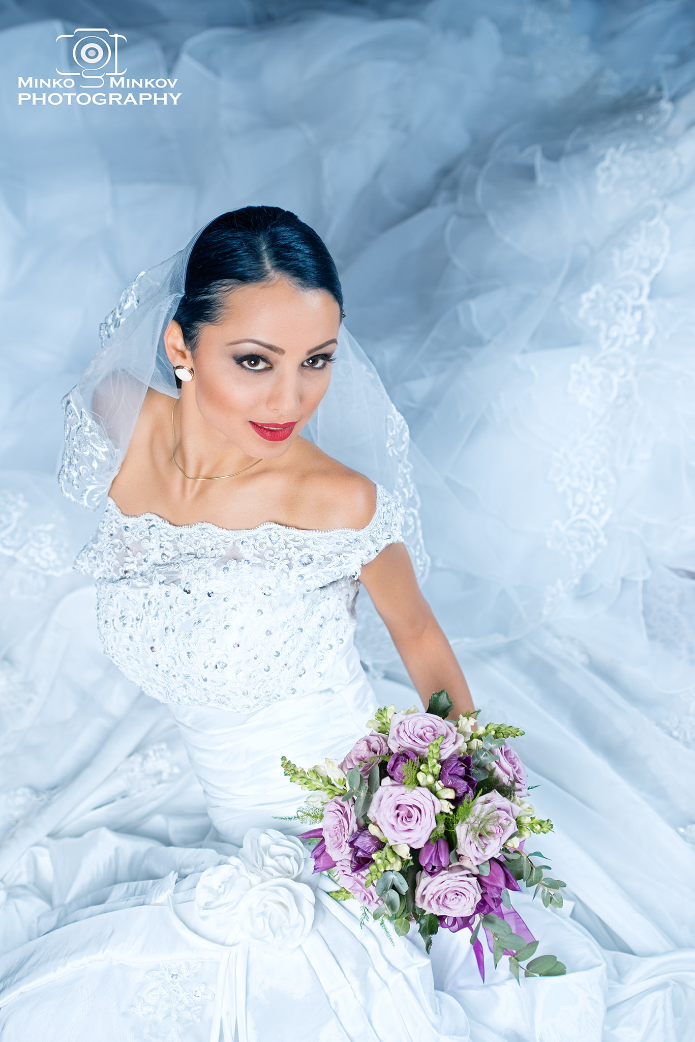 Minko Minkov, women, white dress, sensual gaze, brides, frock