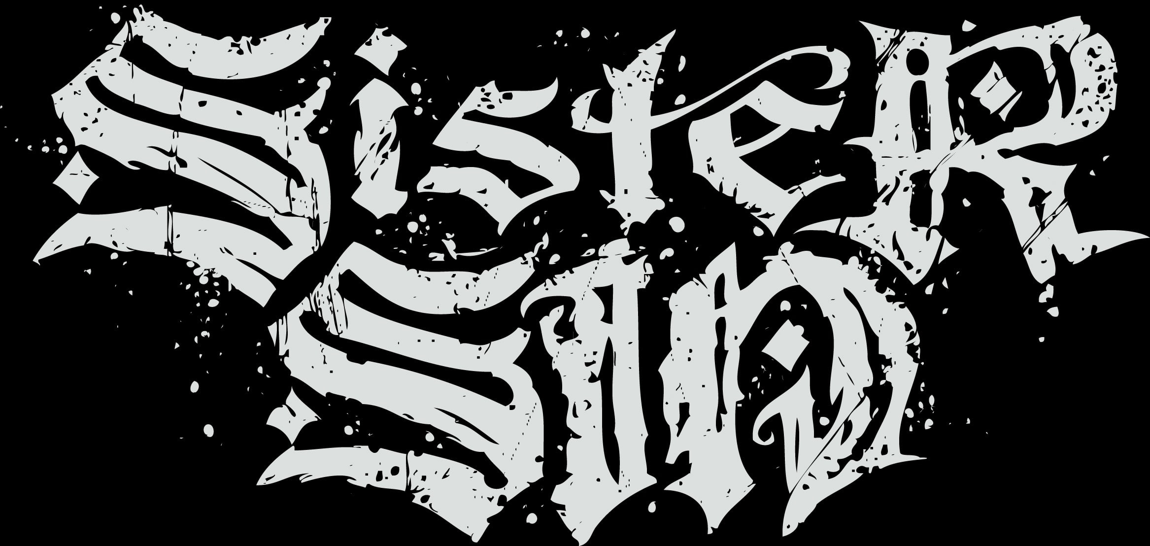 Sister Sin, typography, monochrome, artwork, indoors, text