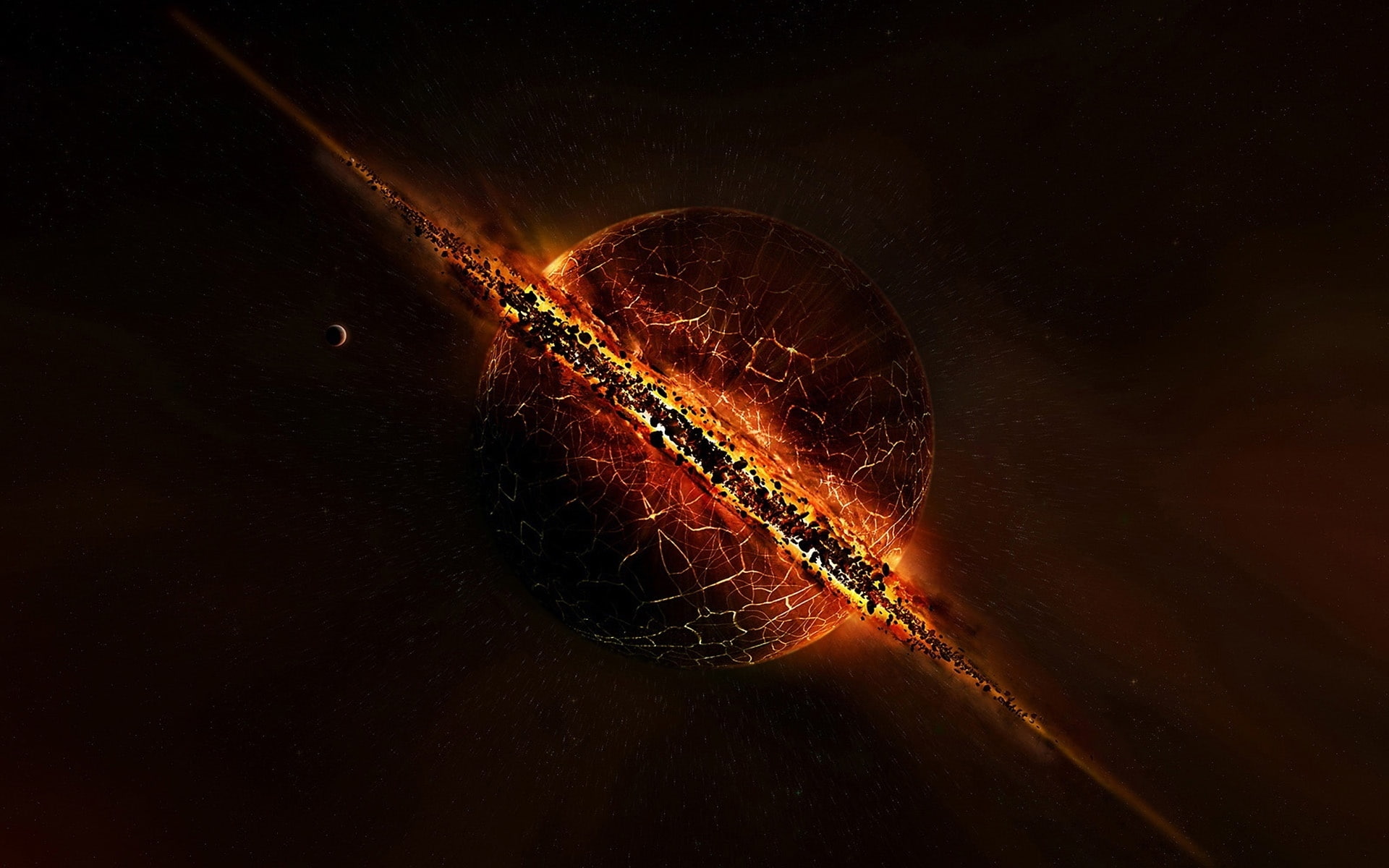 Exploding Planets, fire, dark, night, fantasy