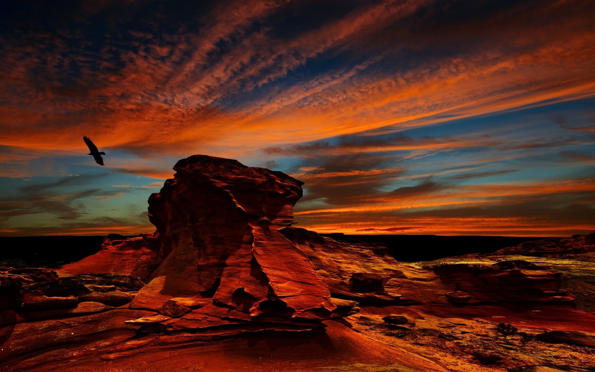 desert atacama desert sunset rock erosion birds condors flying clouds chile nature colorful landscape