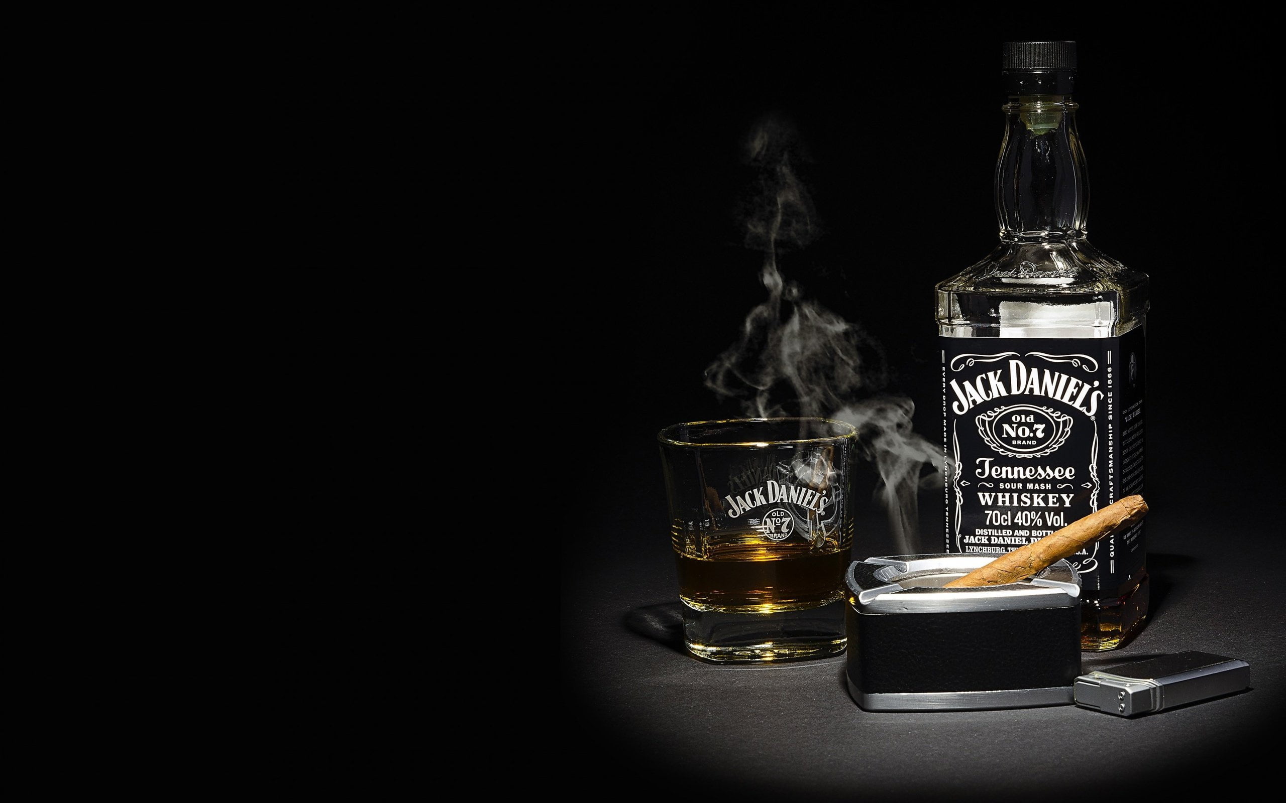 smoke, lighter, cigar, whiskey, whisky, Bourbon, Jack Daniels