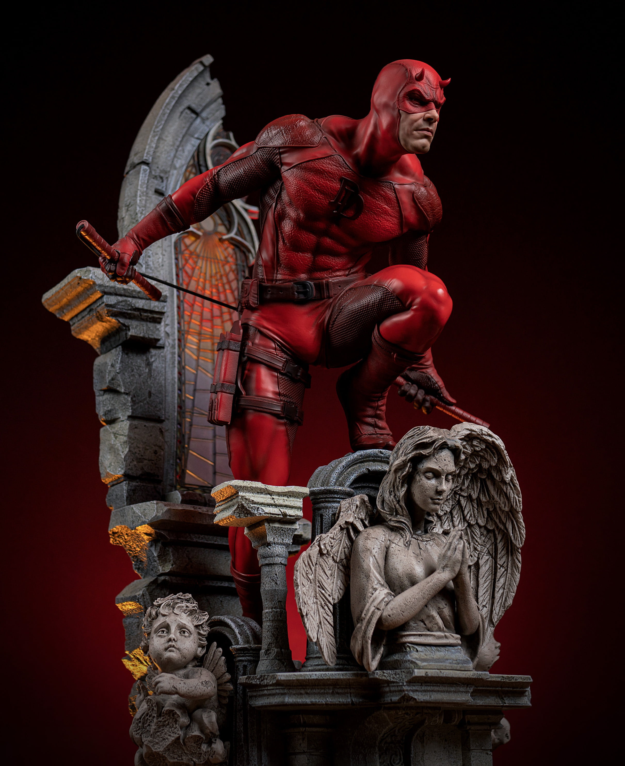 artwork, Daredevil, ArtStation, Tiago Rias, red background