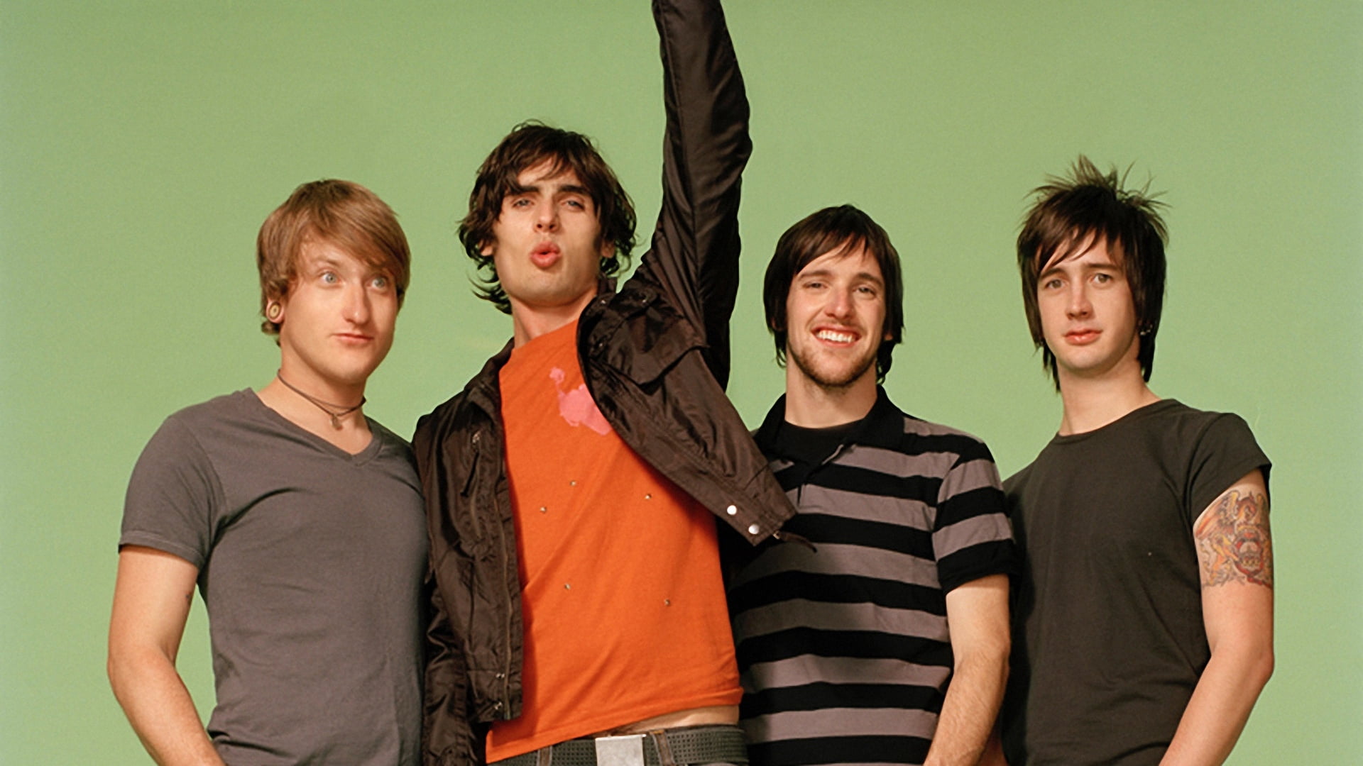 The All-American Rejects, tattoo, haircut, clothes, smile, people