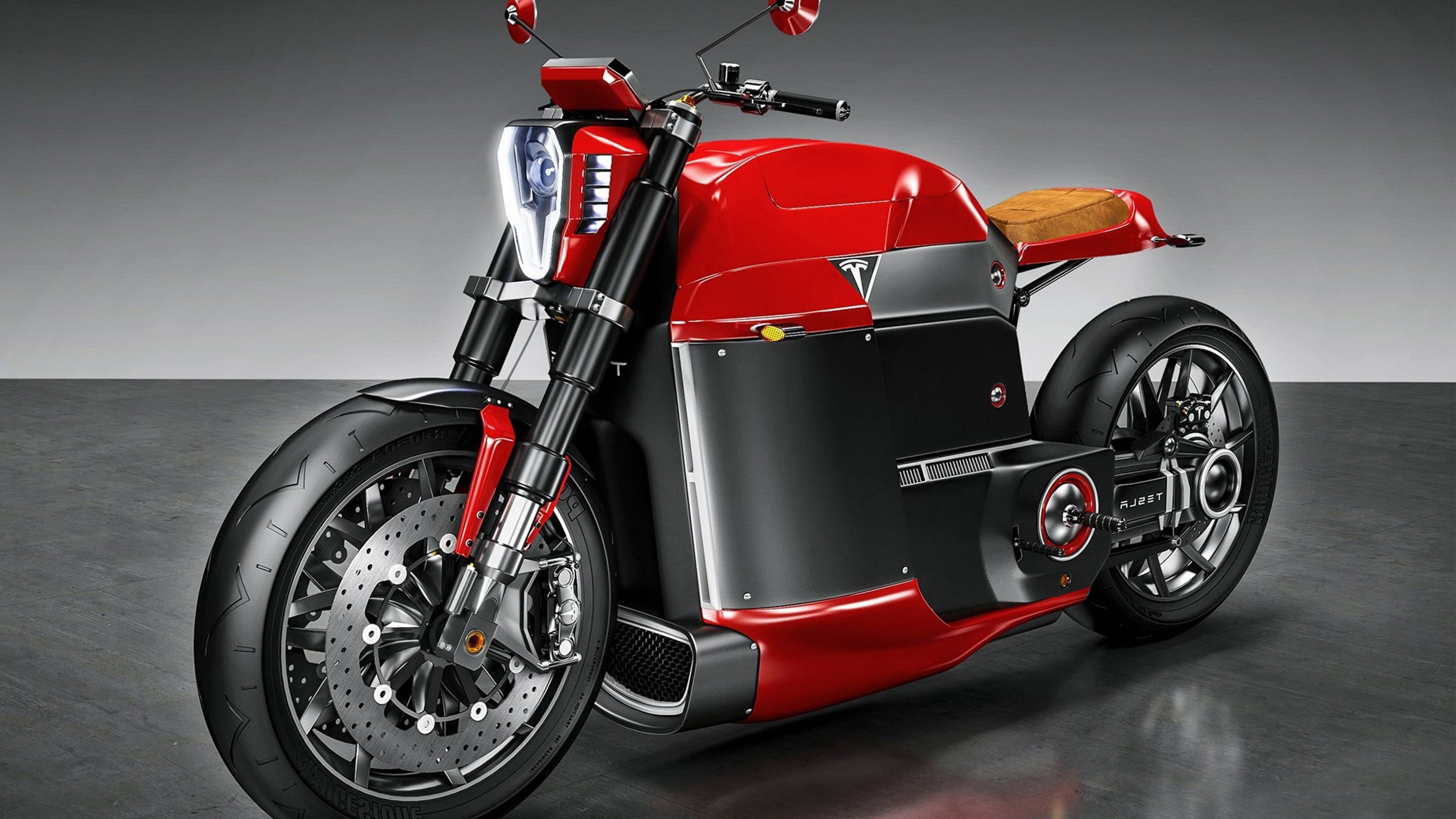 concept, red, beautiful, motorcycle, Tesla, speed, fast, powerful
