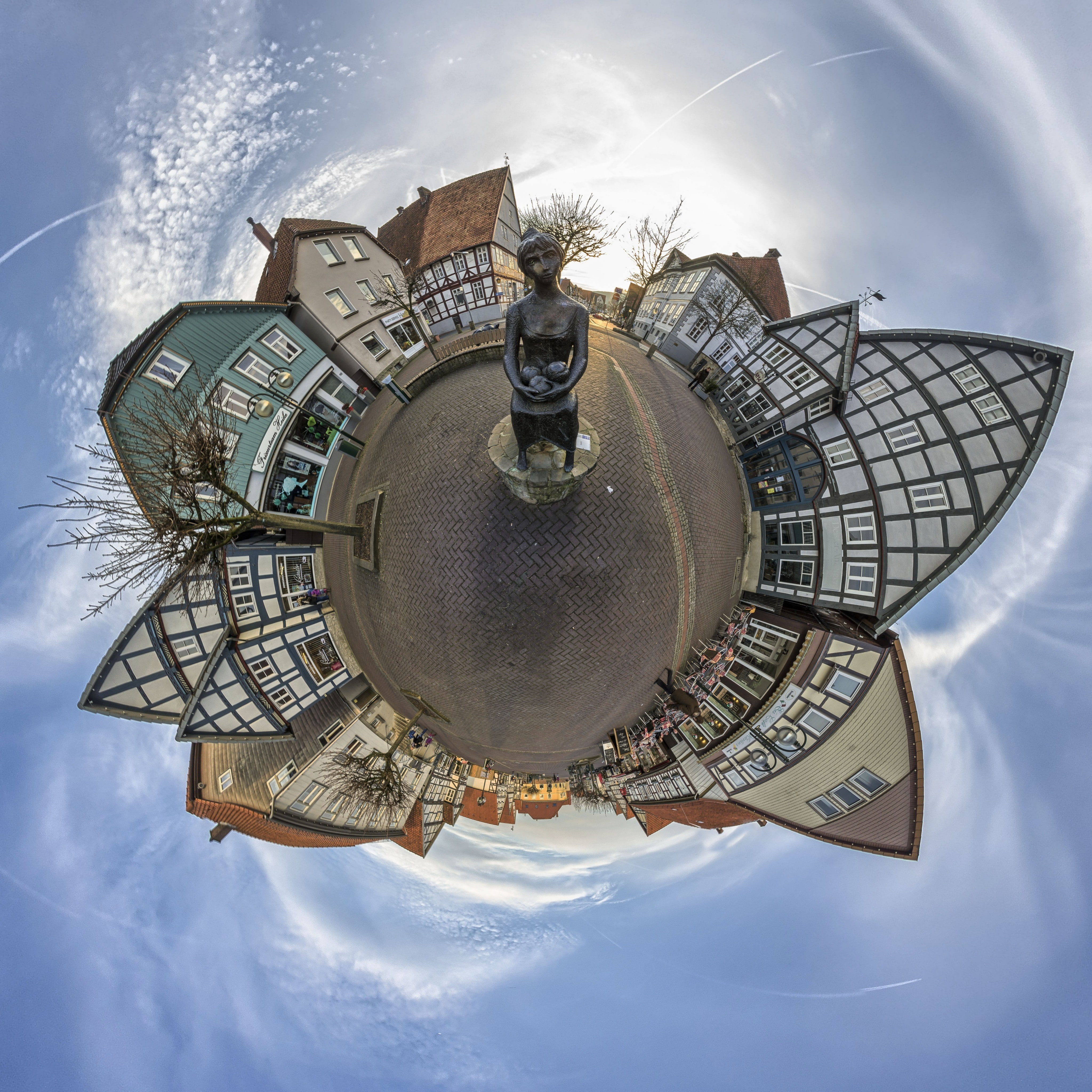 panoramic sphere, sky, architecture, fish-eye lens, planet earth