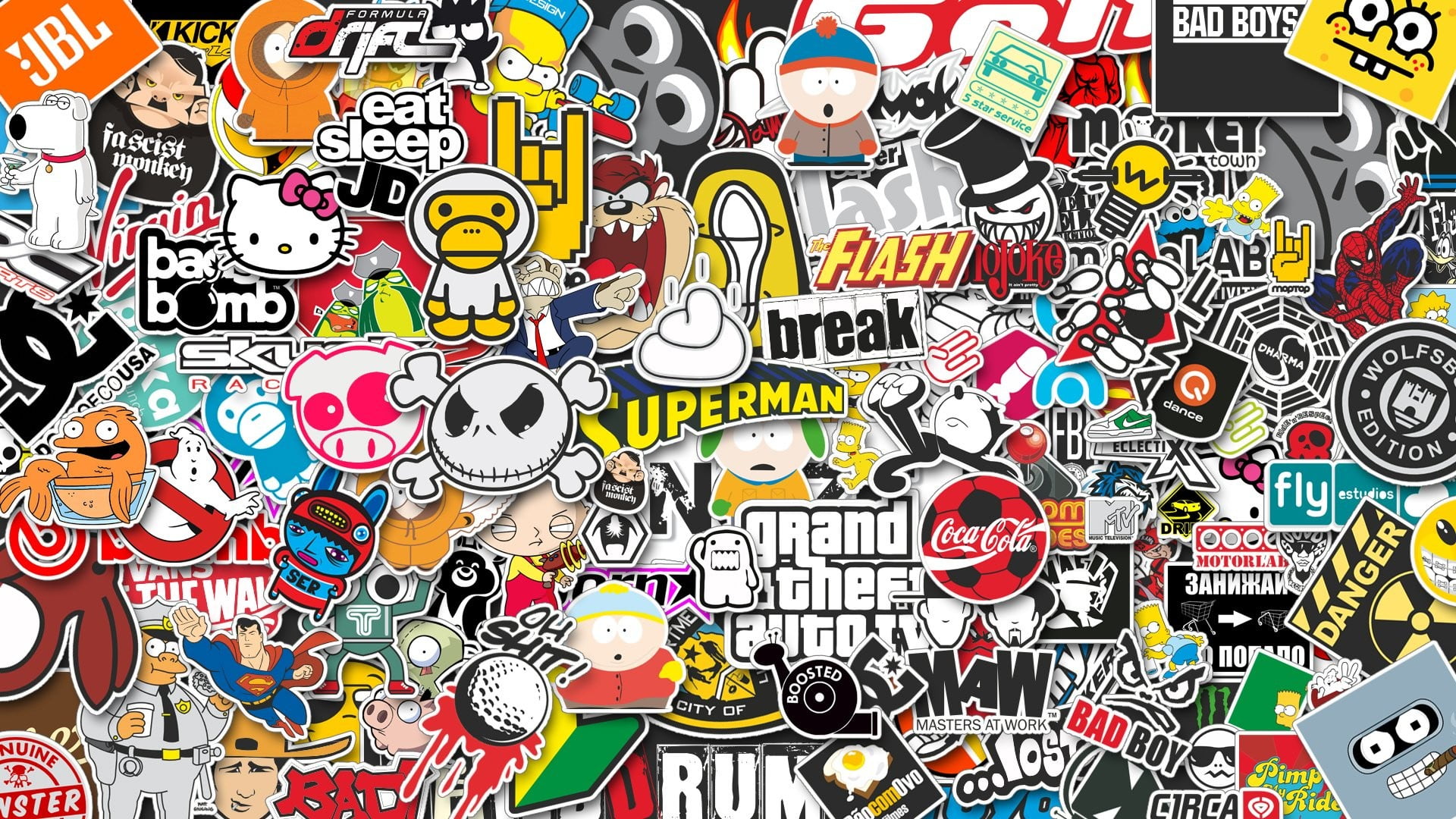 assorted vinyl sticker lot, logo, icons, artwork, communication