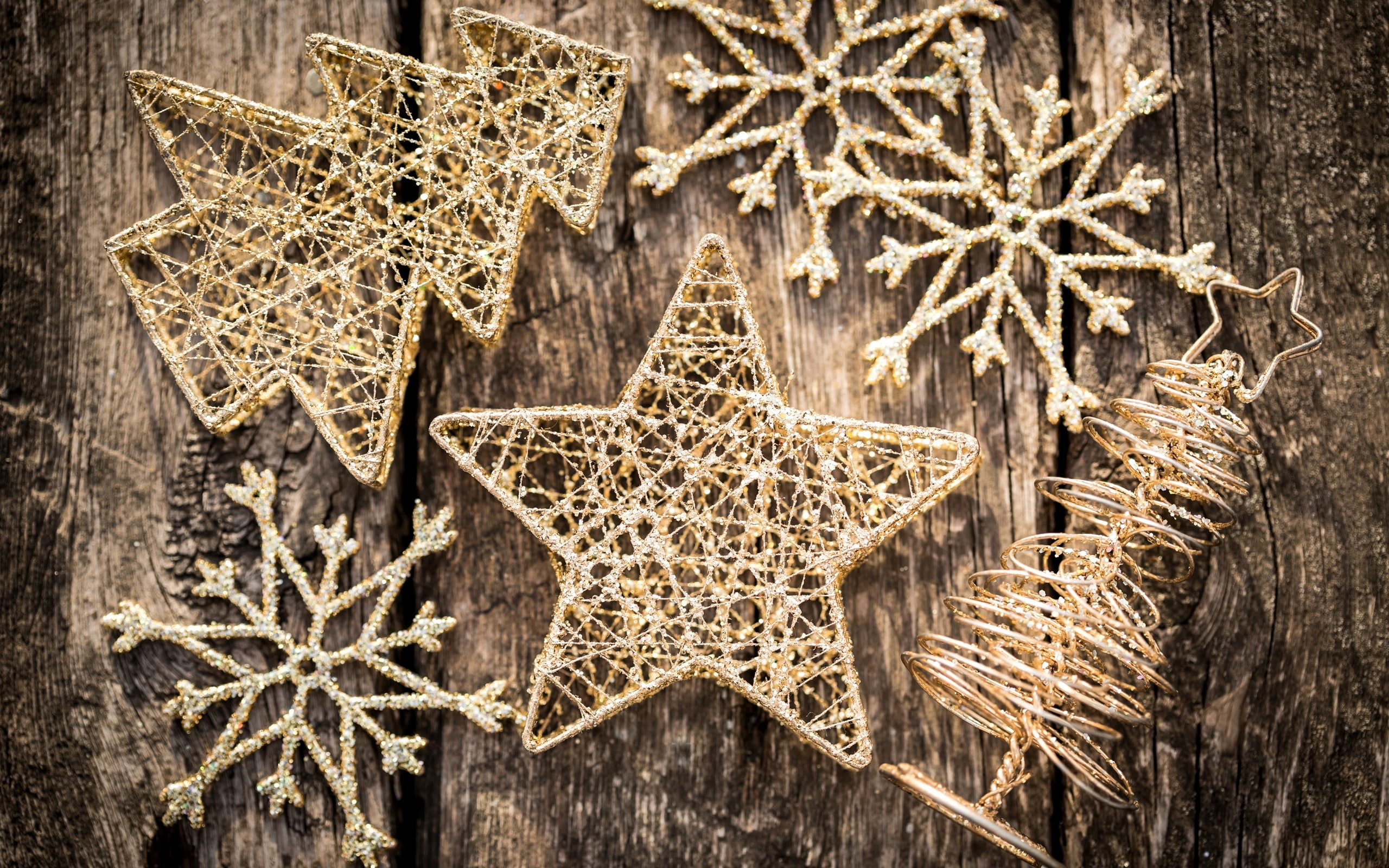 Christmas decorations, tree, snowflakes, winter