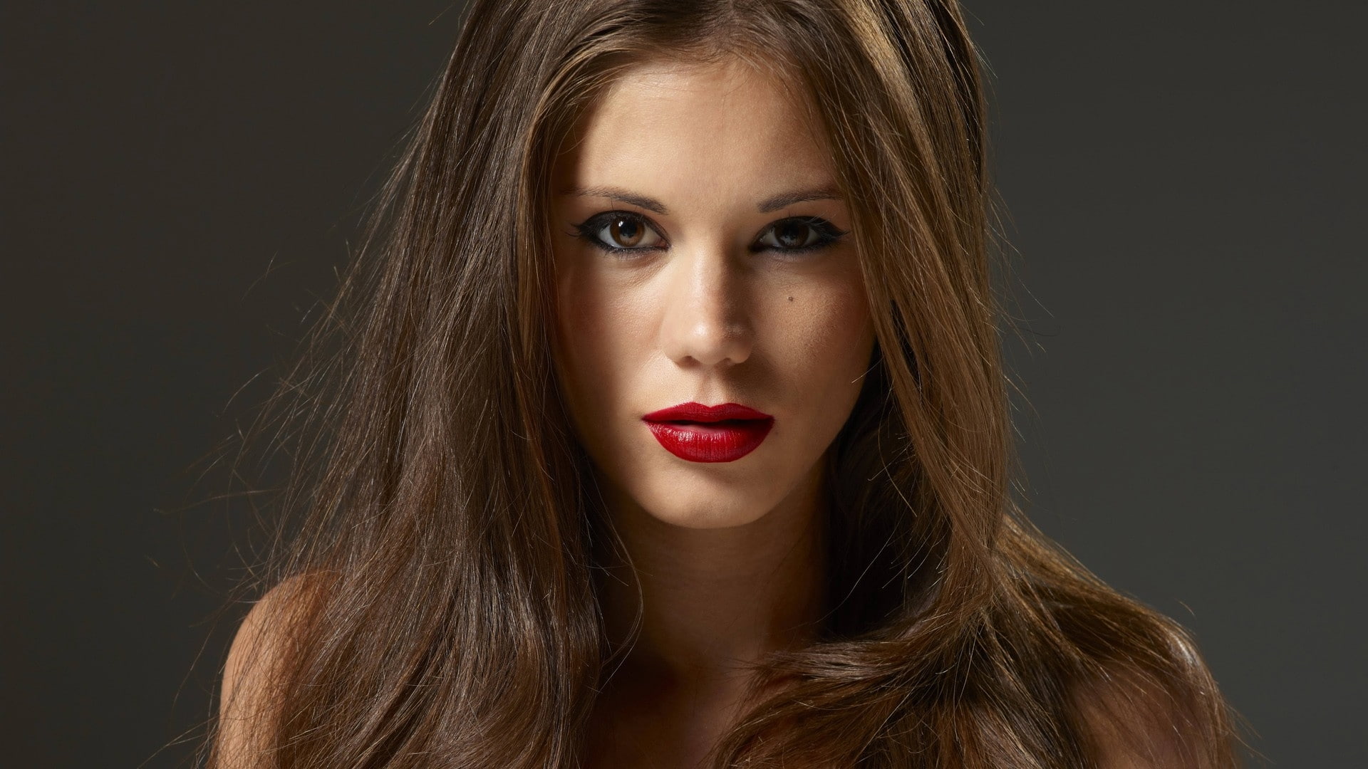 brunettes women closeup models lips little caprice hegreart magazine faces red lips 1920x1080 w People Models Female HD Art