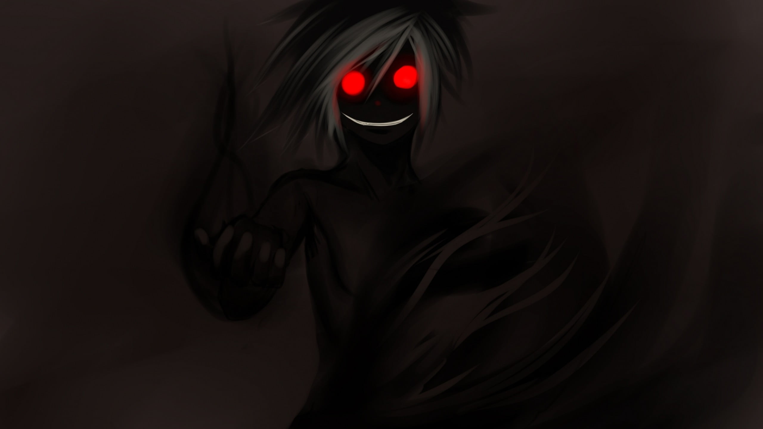 demon, dark, red eyes, anime boys, illustration, human Face