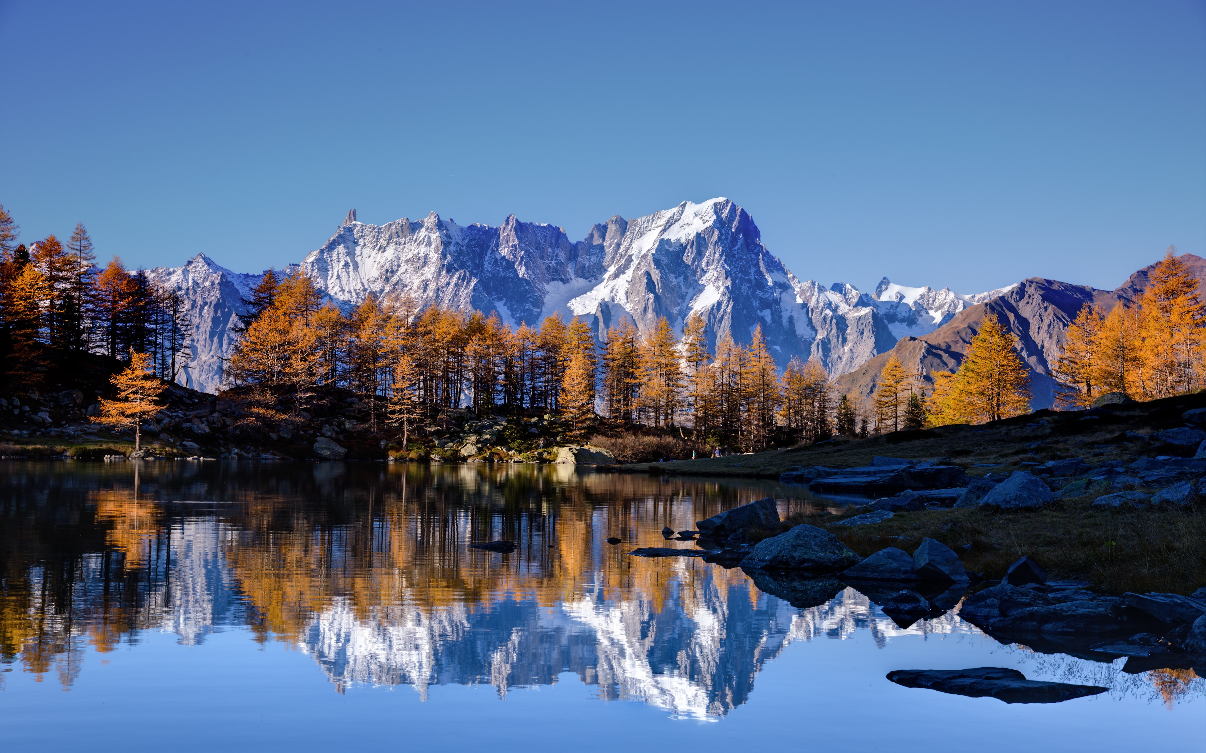 Alps, White Mountain, 5K, Autumn, Mont Blanc, Lake