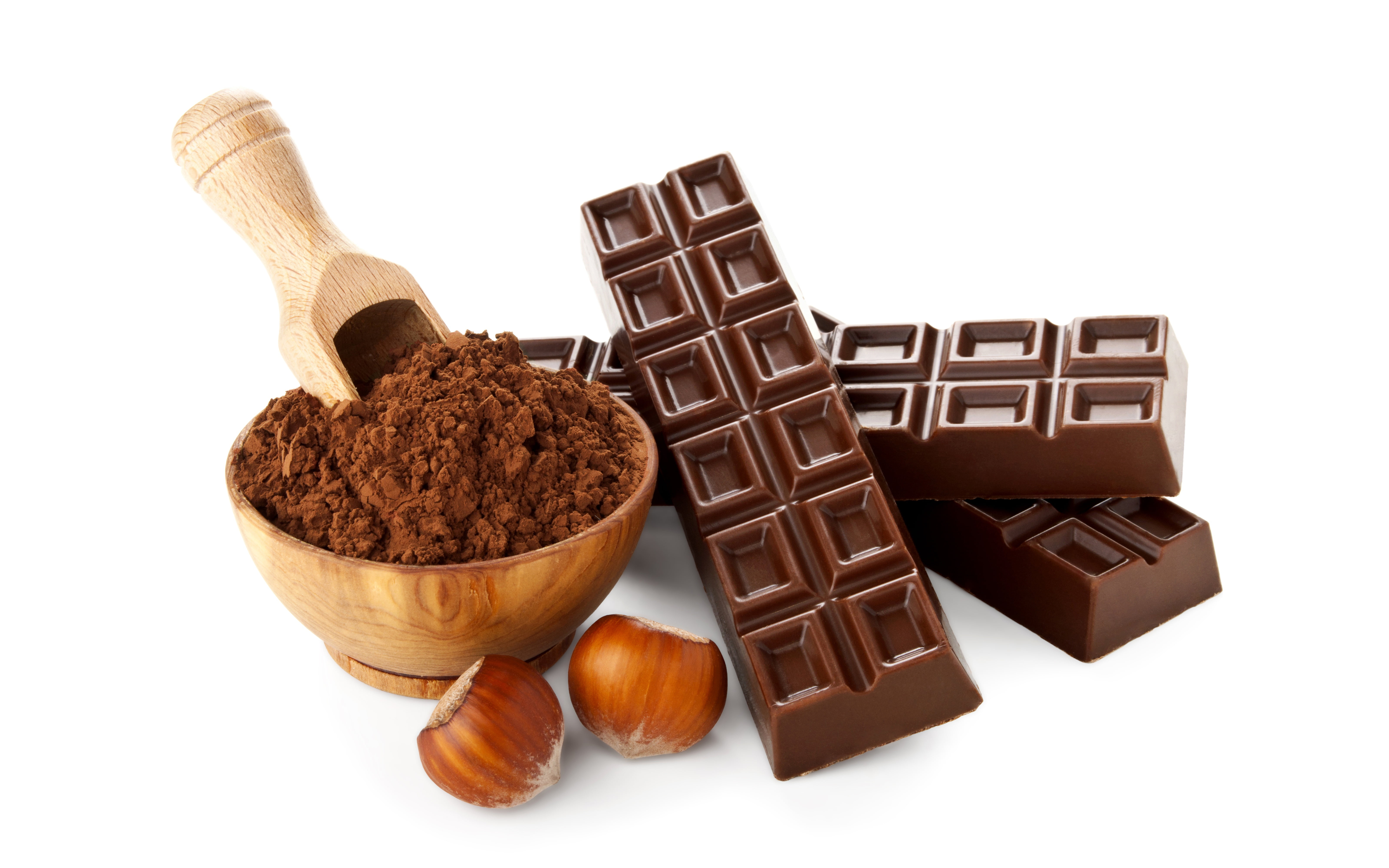 chocolate, Cup, white background, nuts, hazelnuts, cocoa, bar