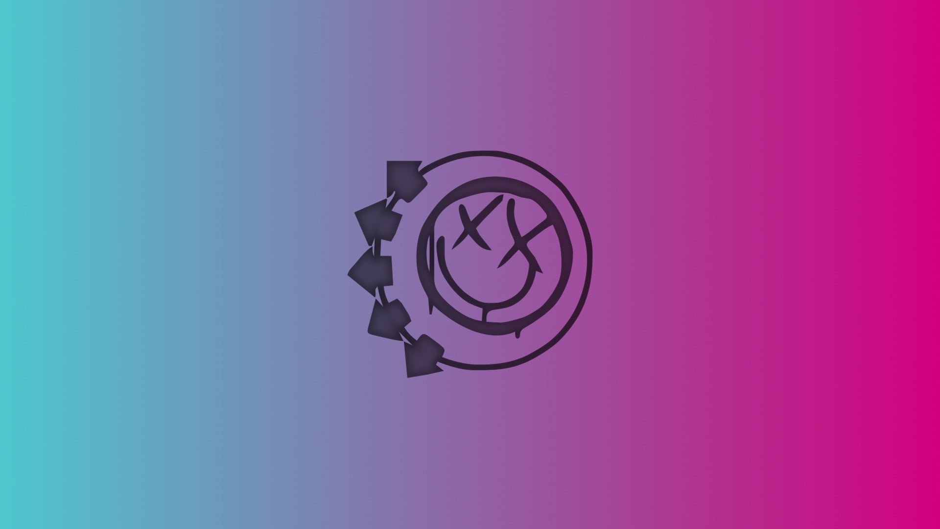 Nirvana logo, pink, blue, minimalism, Blink-182, pink color, copy space