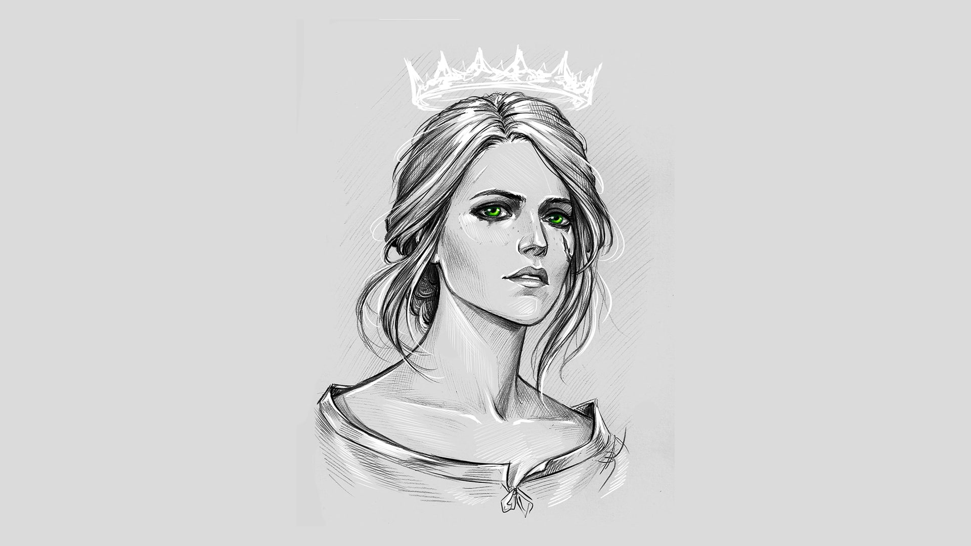 Free download | HD wallpaper: Ciri, Cirilla, Crown, Fan Art, Green Eyes ...