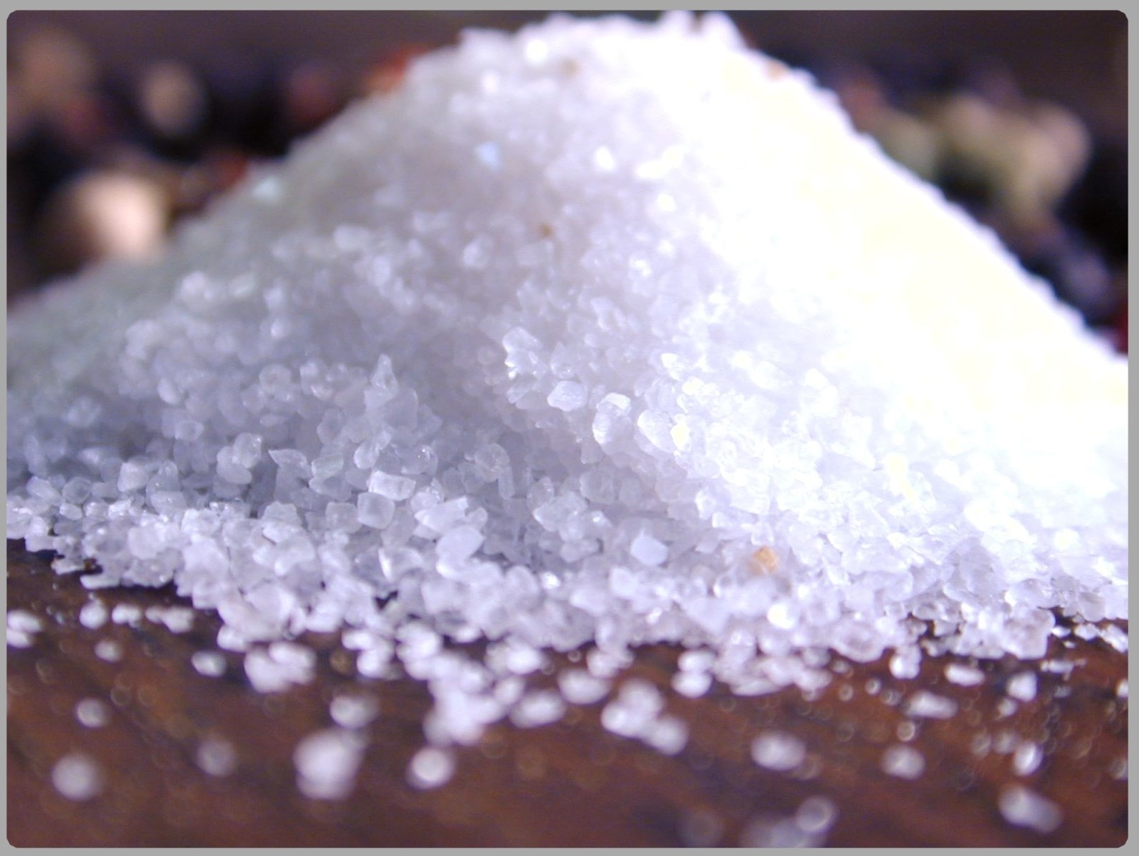 salt, transfer print, close-up, crystal, mineral, indoors, selective focus