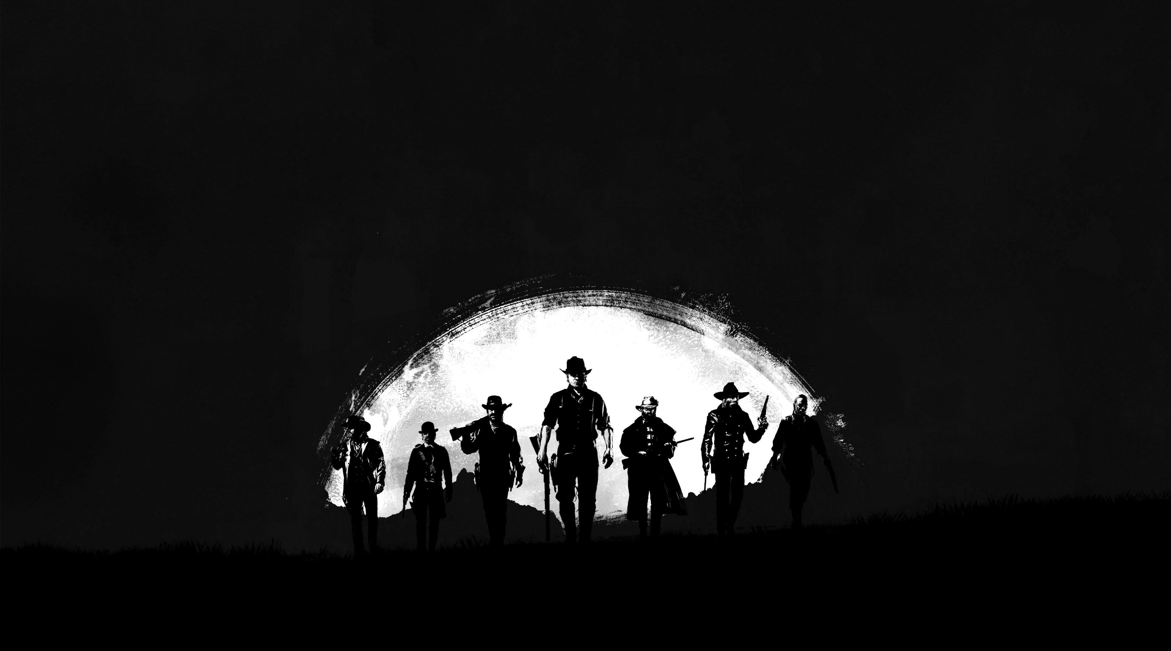 Red Dead Redemption 2 Dark 4K, Games, Western, blackandwhite
