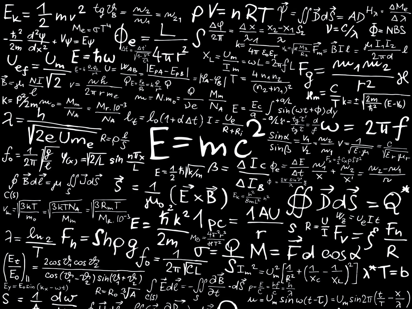 Albert Einstein formula, physics, text, blackboard, full frame