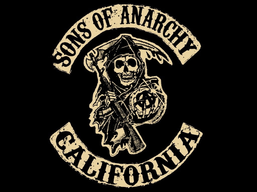 Sons of Anarchy California logo, representation, black background