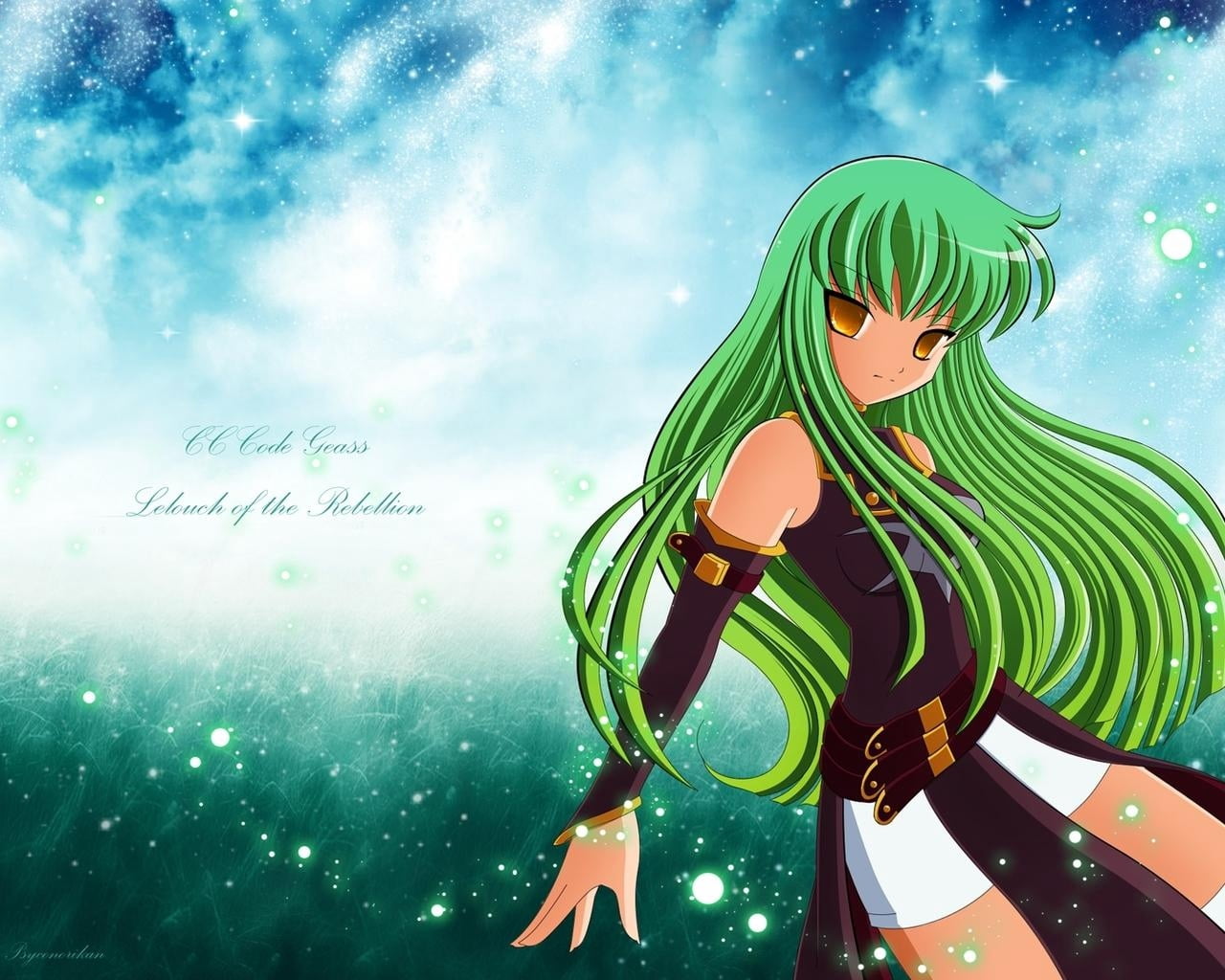 anime character illustration, code geass, girl, hair, green, space