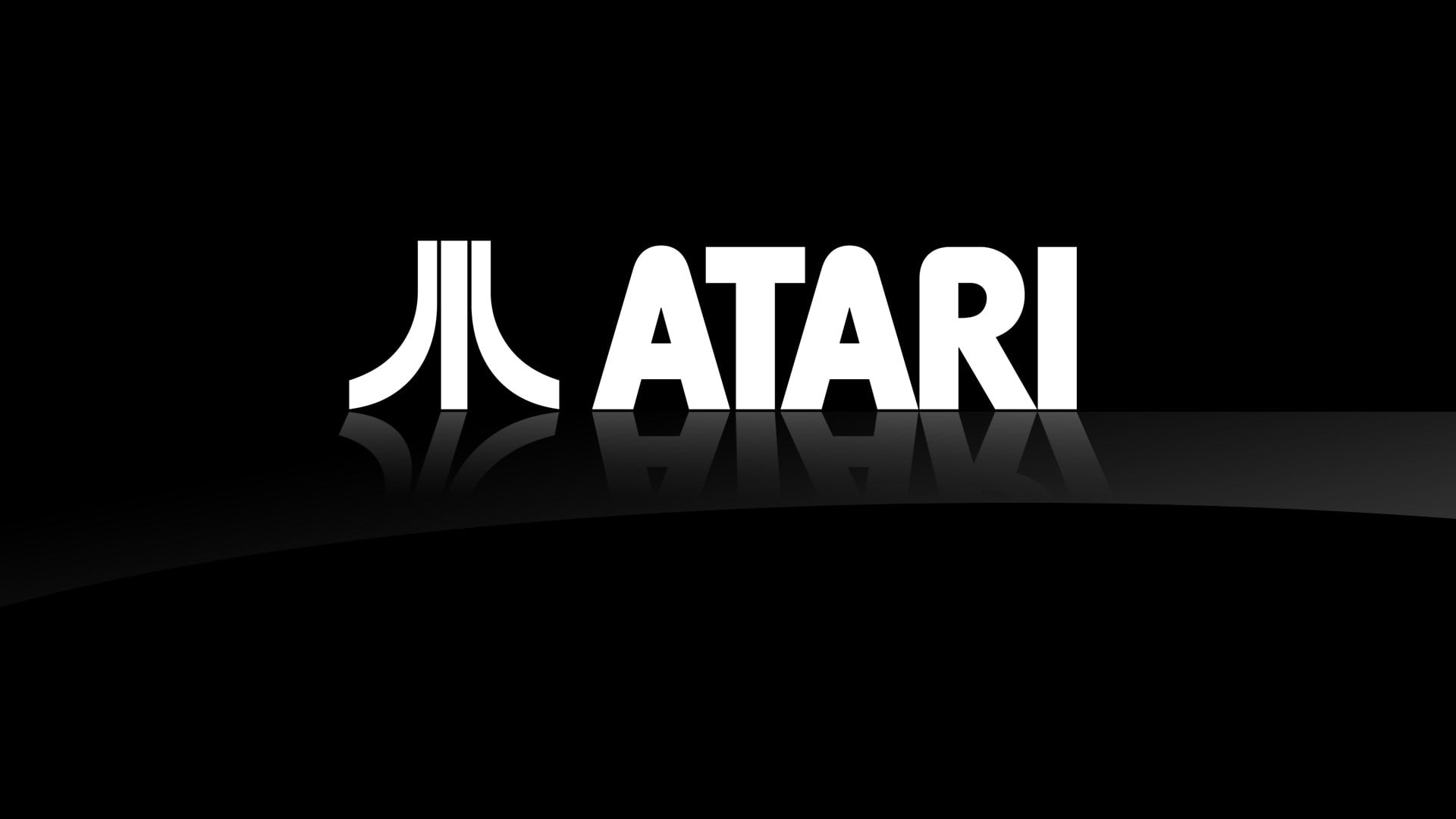 atari, black background, communication, text, western script