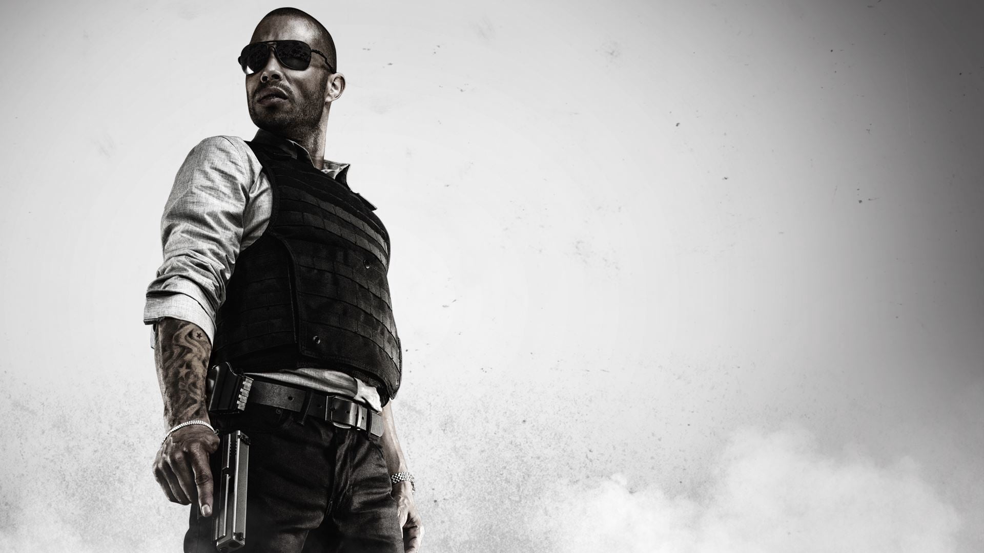 man wearing tactical vest poster, battlefield hardline, visceral games