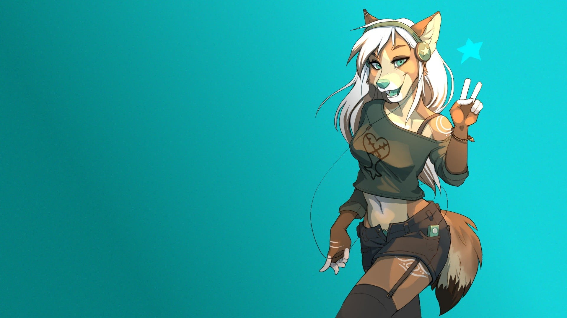 female fox illustration, furry, Anthro, falvie, young adult, young women