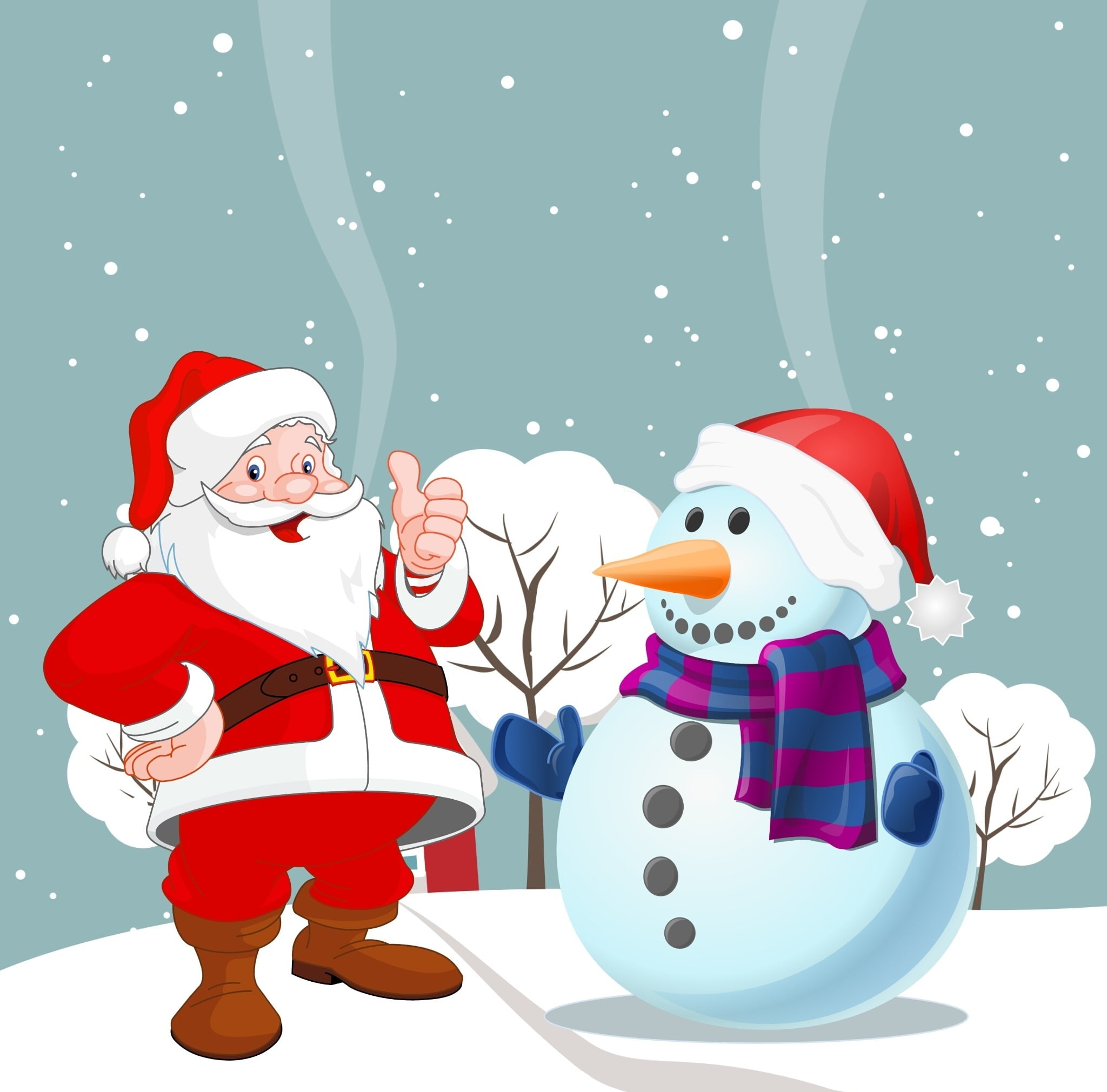 Merry Christmas, Holidays, Landscape, Winter, Happy, Santa, Snowman