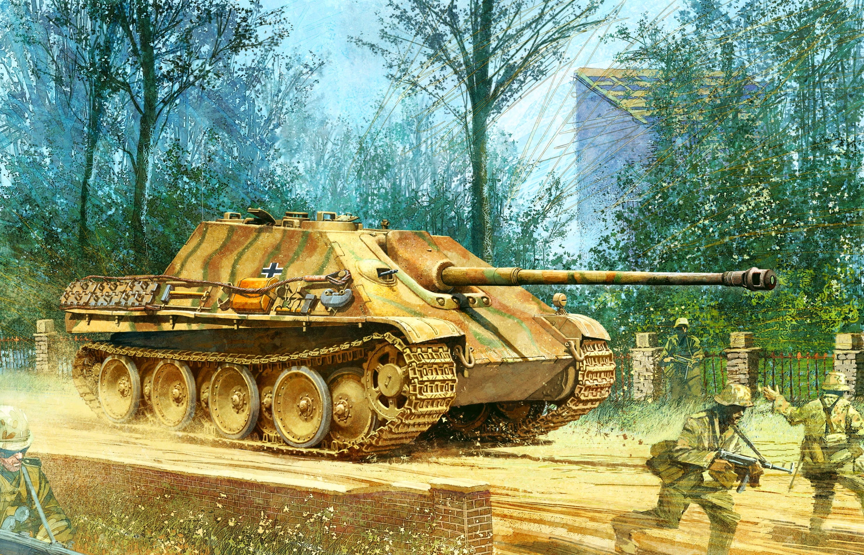 brown war tank illustration, figure, the second world, the Germans