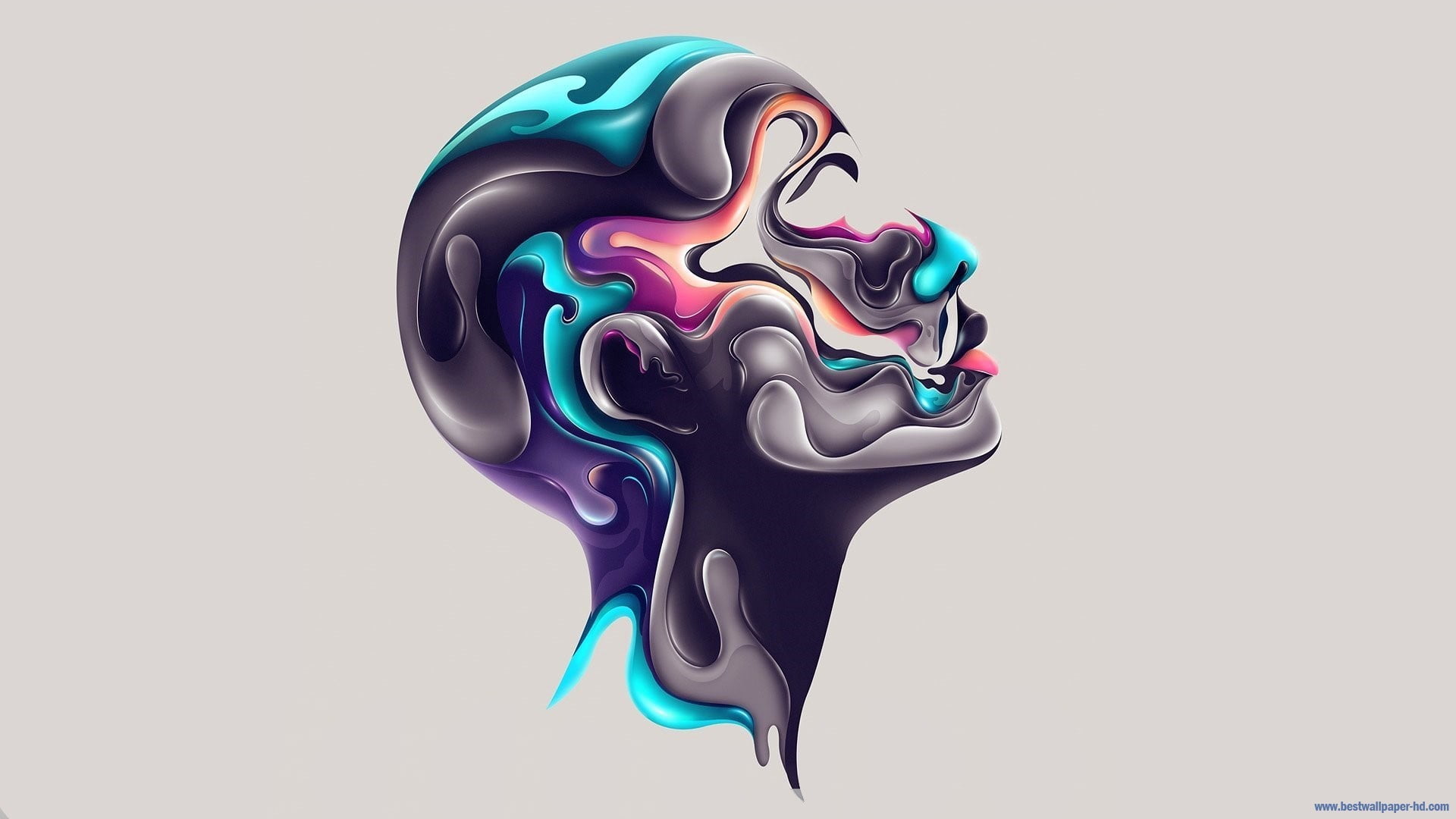 multicolored human head illustration, Rik Oostenbroek, simple background