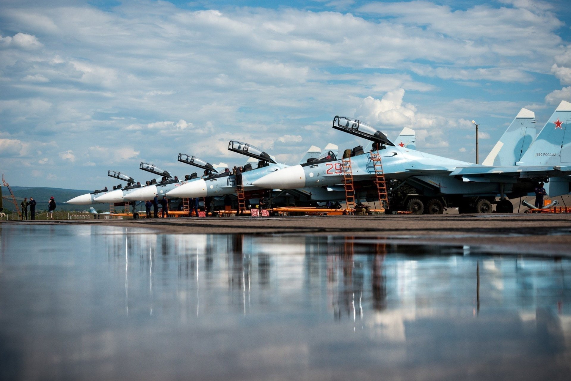 Jet Fighters, Sukhoi Su-35, Aircraft, Military, Reflection