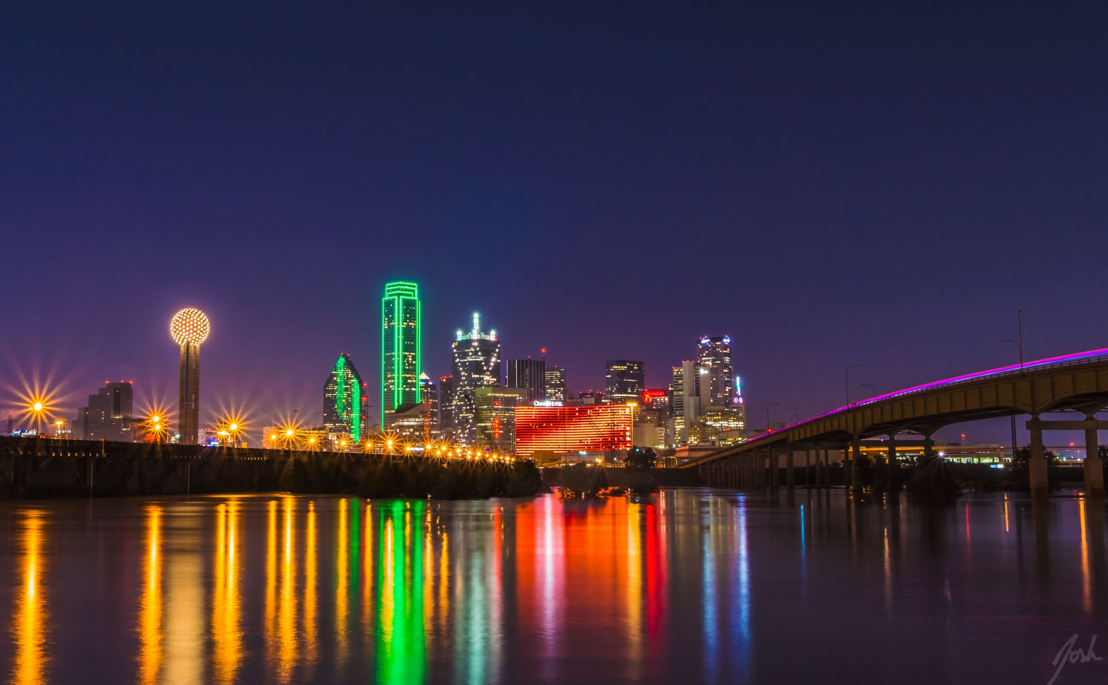 Oversaturated, city skyline, United States, Texas, river, dallas